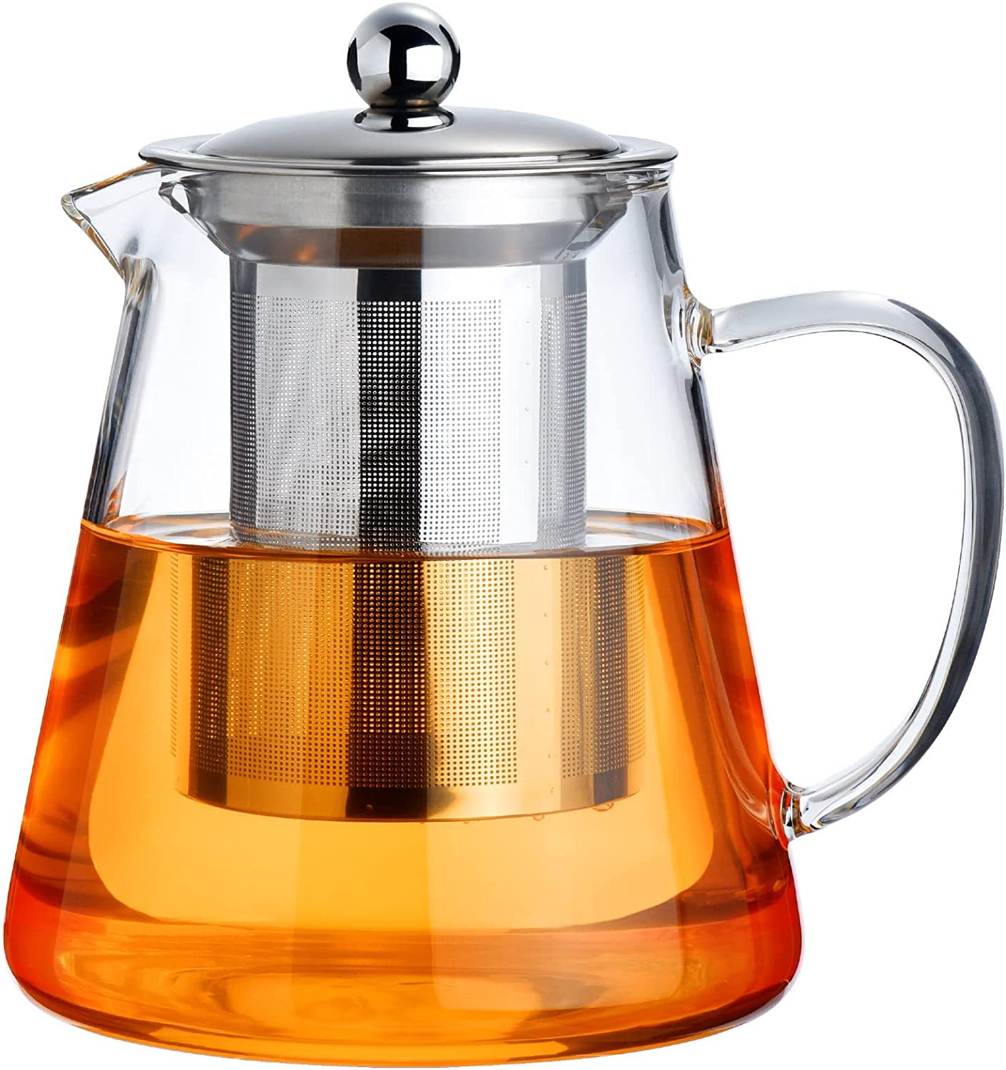 PARACITY Glass Teapot Stovetop 18.6 OZ, Borosilicate Clear Tea Kettle with Removable 18/8 Stainless Steel Infuser, Teapot Blooming and Loose Leaf Tea Maker Tea Brewer for Camping, Travel (550ML) image number 2