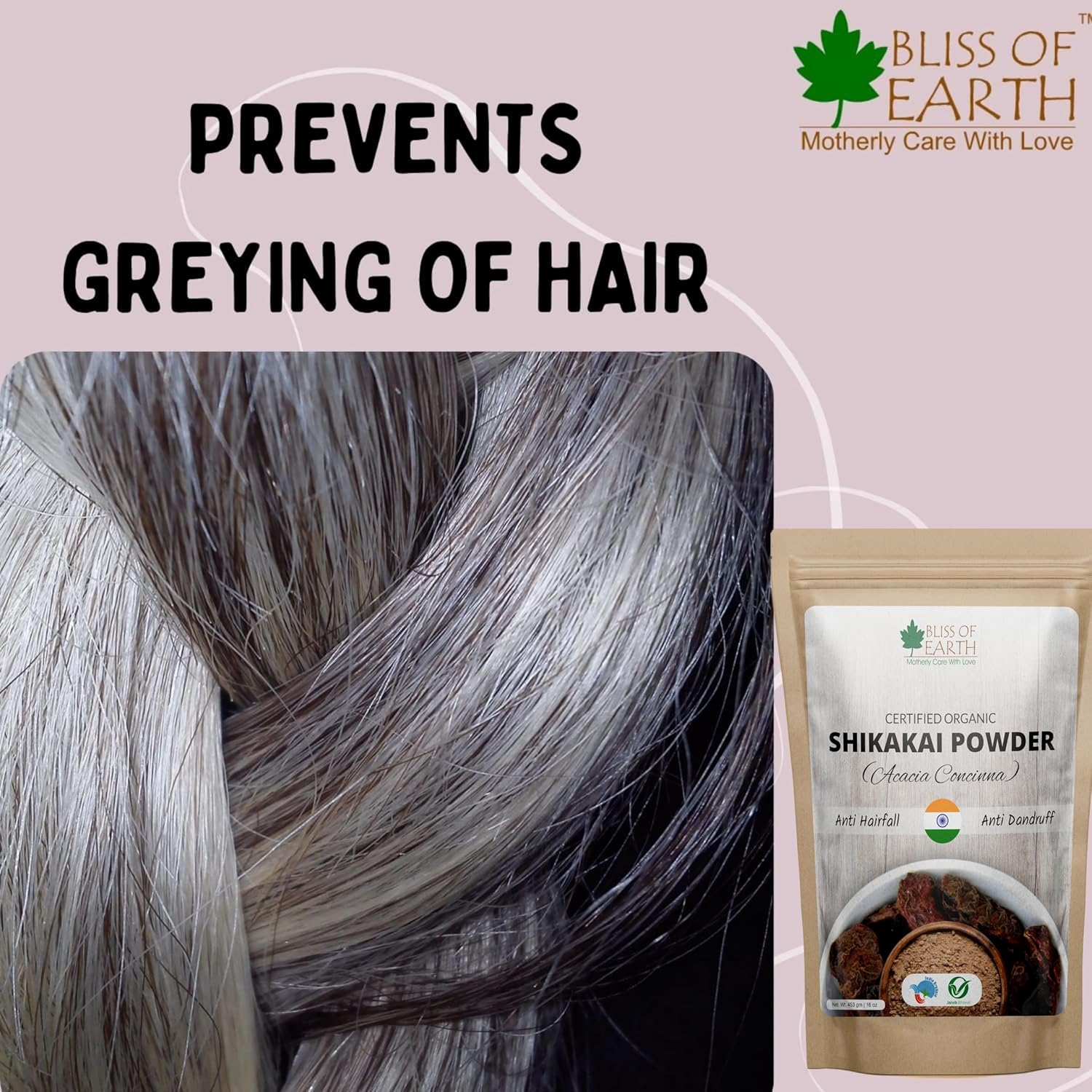 453GM USDA Organic Shikakai Powder for Hair Growth image number 3