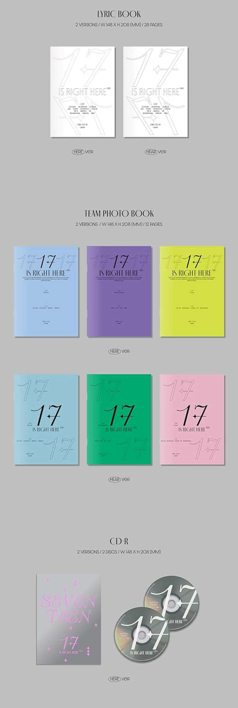 Seventeen 17 Is Right HERE Best Album Cd+Folded Poster on Pack+Outbox+Photobook+Archiving Book+Lyric Book+Team Photobook+Photocard+Tracking Sealed SVT (HERE Version) image number 5