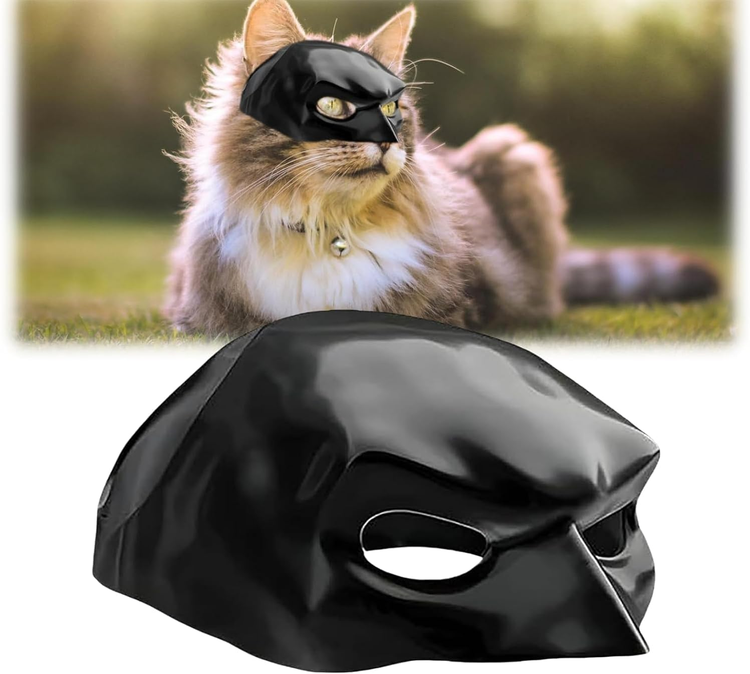 Batcat Mask, Bat Mask for Cats, Funny Black Bat Mask for Cats, Cat Clothing, Pet Costume for Halloween or Daily Fun (S) image number 1