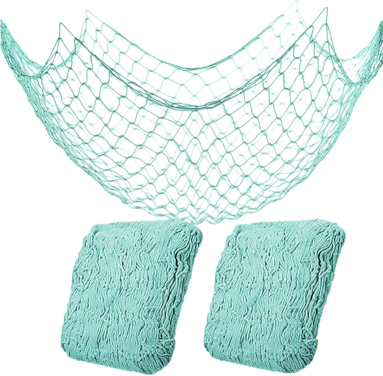2 Pack Fish Net Decorations for Party, Natural Cotton Hawaiian Party Fishing Net Decorative, Nautical Themed Cotton Fishnet under the Sea Pirate Ocean Beachhalloween Decor