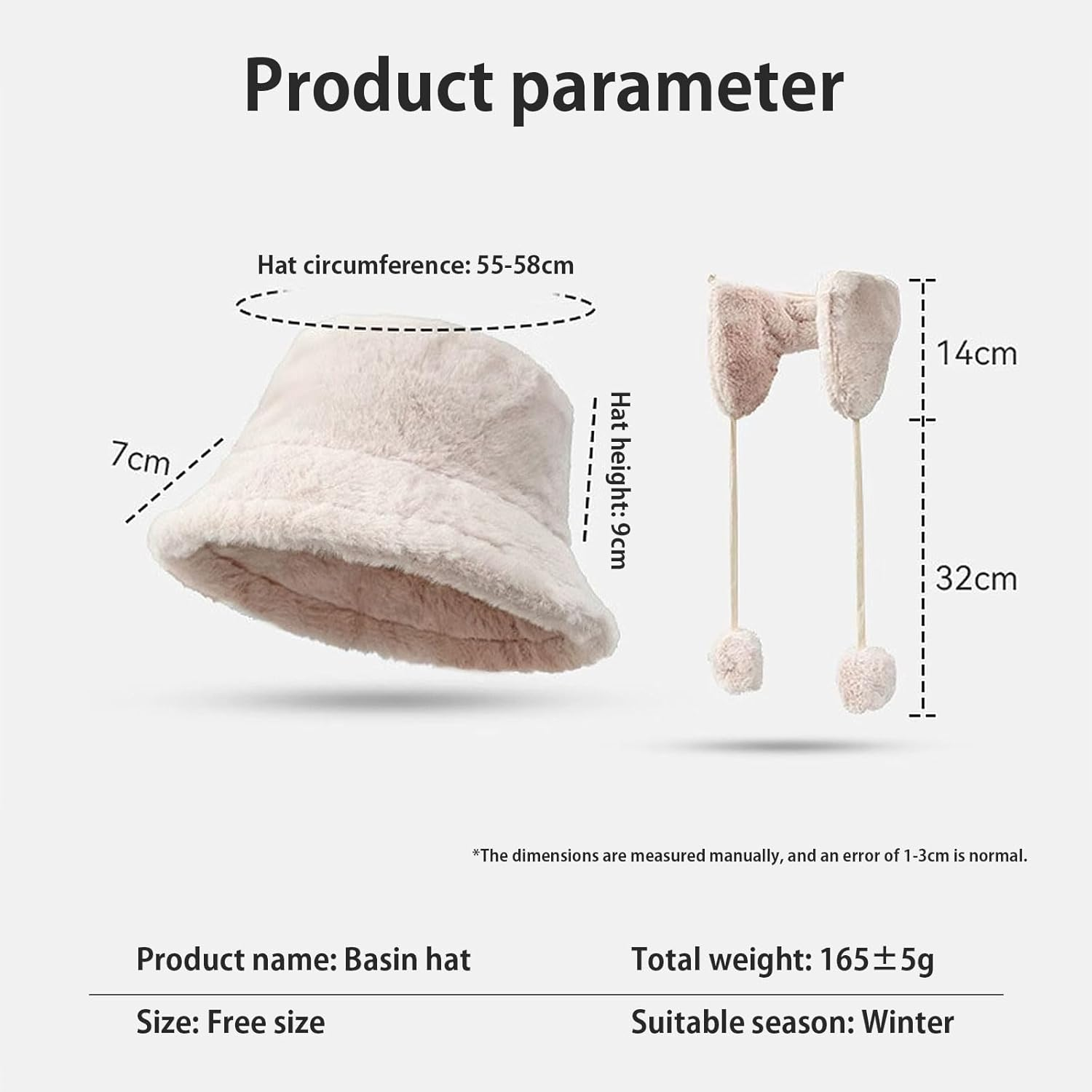 Bucket Hat with Earmuffs for Winter Women'S Warm Fluffy and Warm Makes Face Look Smaller Soft Winter Fleece Foldable Hat Cute Stylish for Bicycles School Walking One Size