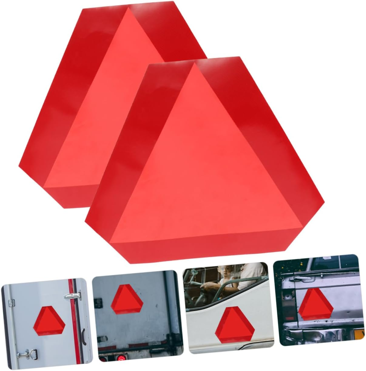 Hohopeti 2Pcs Reflective Road Sign Triangle Auto Slow Moving Sign Reflective Tape Vehicle Safety
