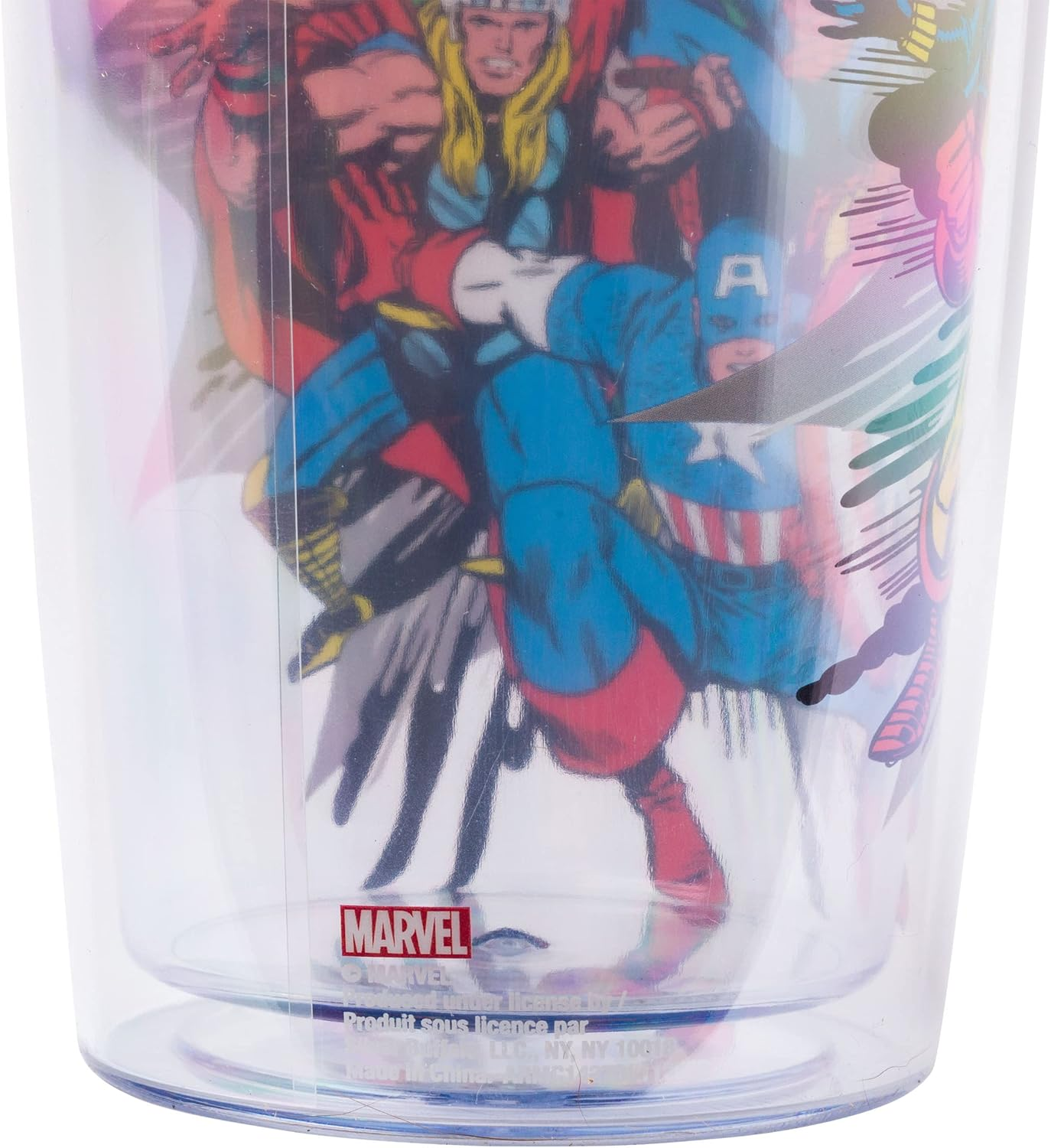 Silver Buffalo Retro Marvel Comics Avengers Double Wall Travel Tumbler with Slide Close Lid Spider-Man, Captain America, Thor, Hulk, and Iron Man, 20 Ounces