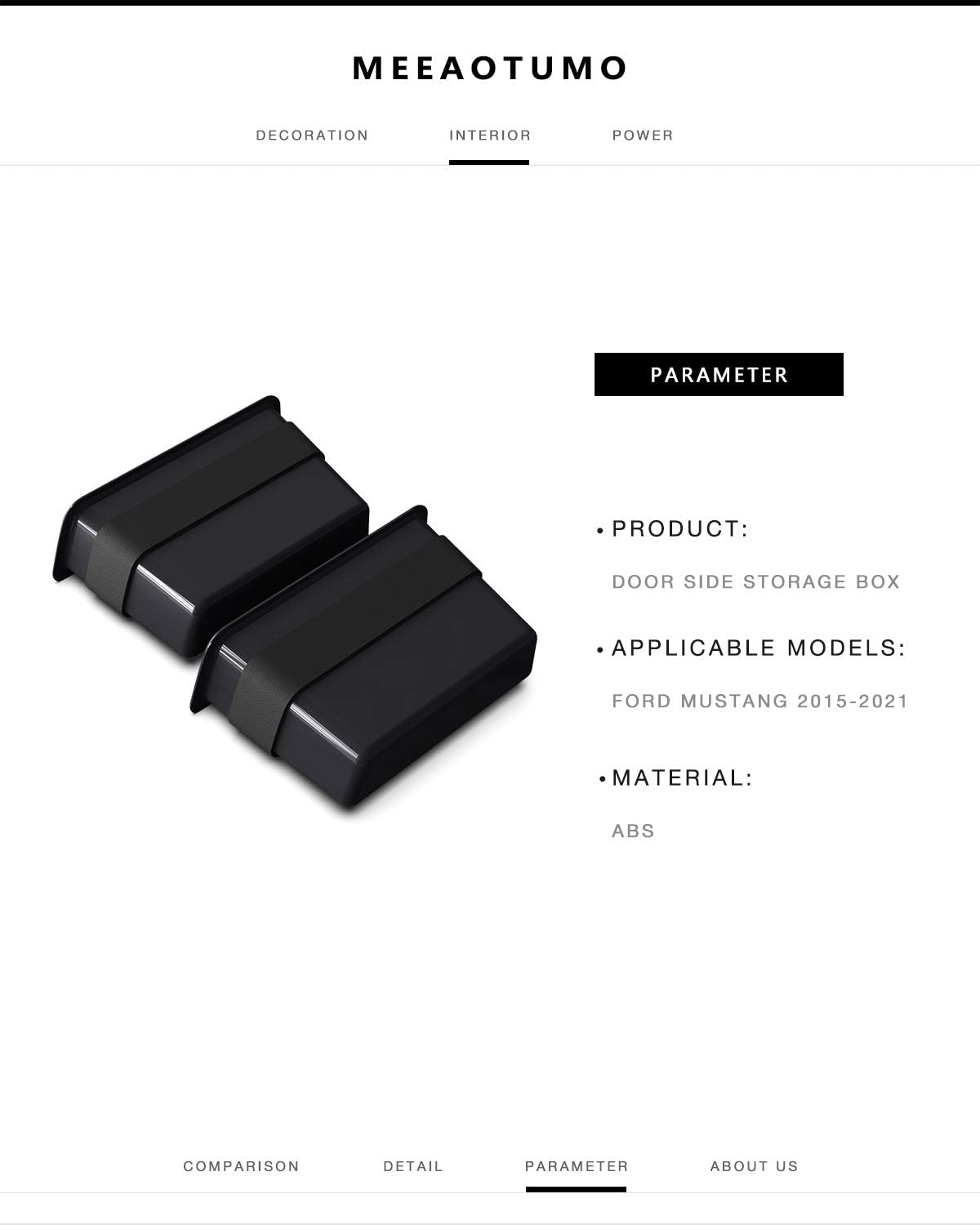 MEEAOTUMO Door Side Storage Box Interior Accessories for Ford Mustang 2015-2021