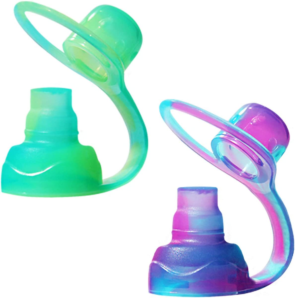 Choomee Softsip Food Pouch Top | Baby Led Weaning | No Spill Flow Control Valve, Protects Childs Mouth, 100% Silicone, BPA Free | 2CT Orange Aqua