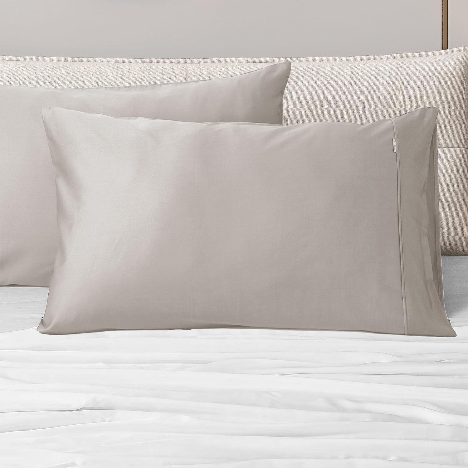 Luxton 100% 1000TC Cotton European Pillowcases 65X65Cm Linen Beige Sateen Cotton Solid Plain Linen Beige Hotel Level European Pillowcase 1PC (65X65Cm, Linen Beige) image number 5