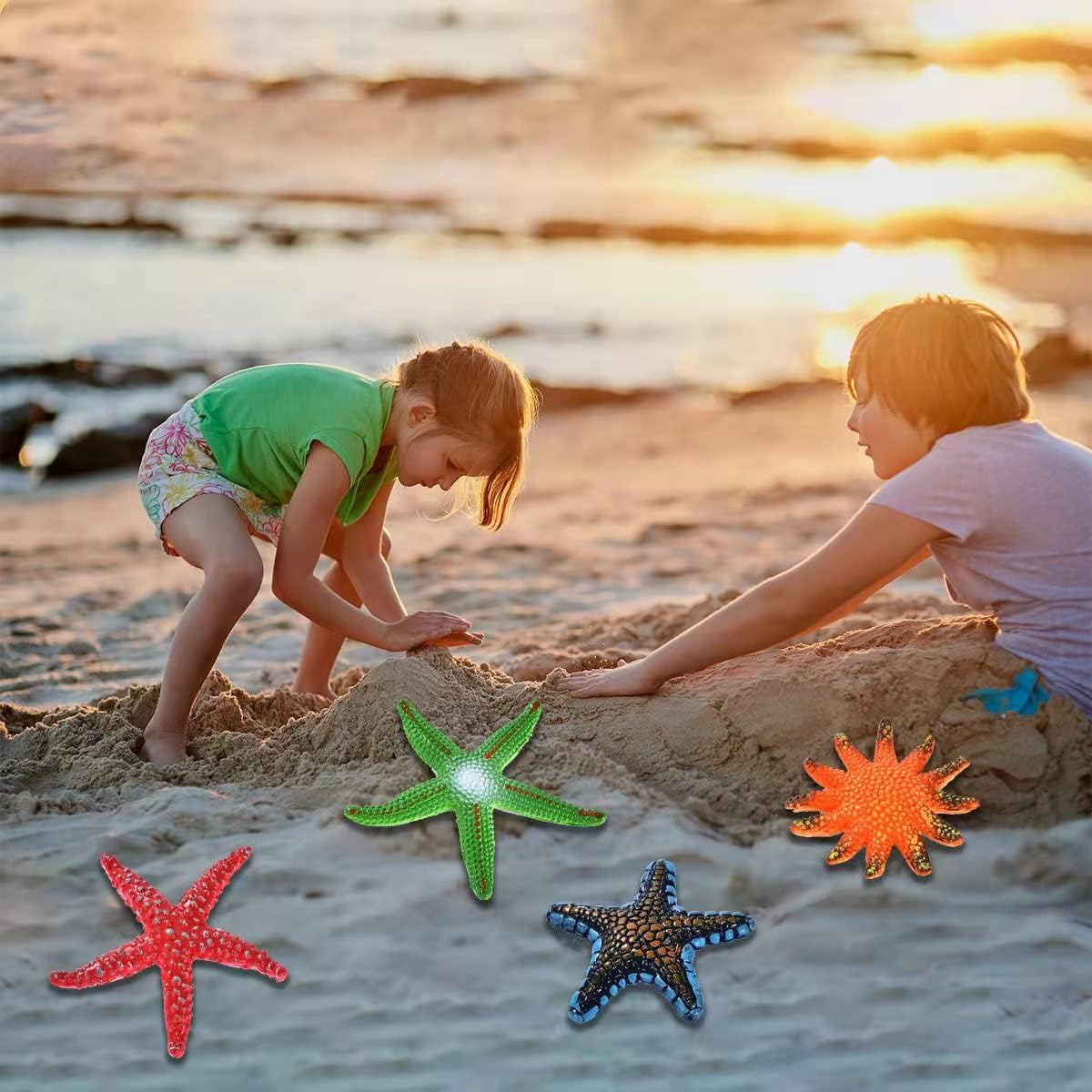 8 Pcs Diving Starfish Pool Toy Colorful Big Starfish Set Summer Swimming Diving Toys Set Dive Throw Toy Set Underwater Swimming Toy