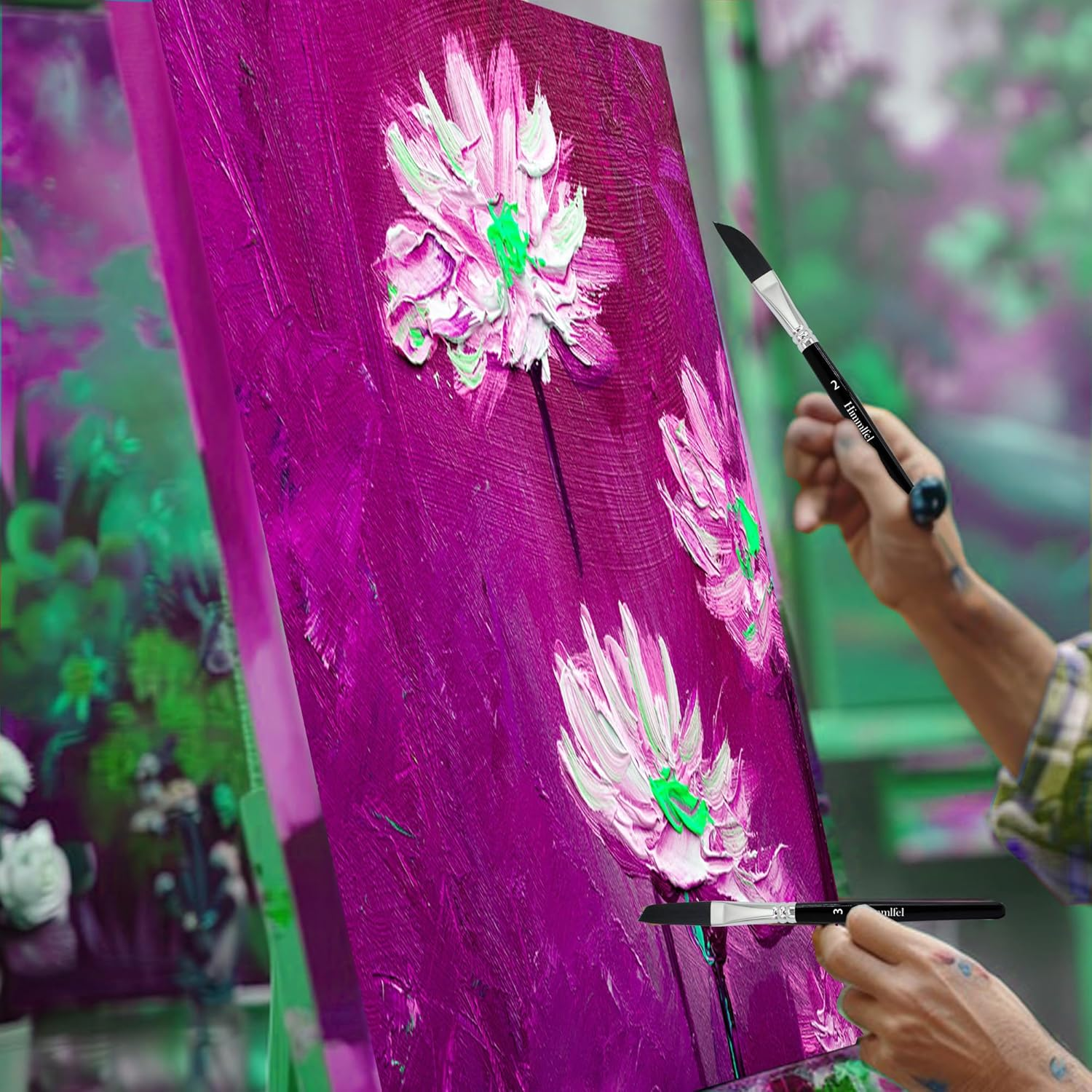 Pinstriping Brush Striping Brushes for Acrylic Watercolour Oil，3 Pcs High Performance Pinstripe Brushes，Professional Artists Script Liner Brush Long Liner Brush Scroll Sword Paint Brush Set image number 3