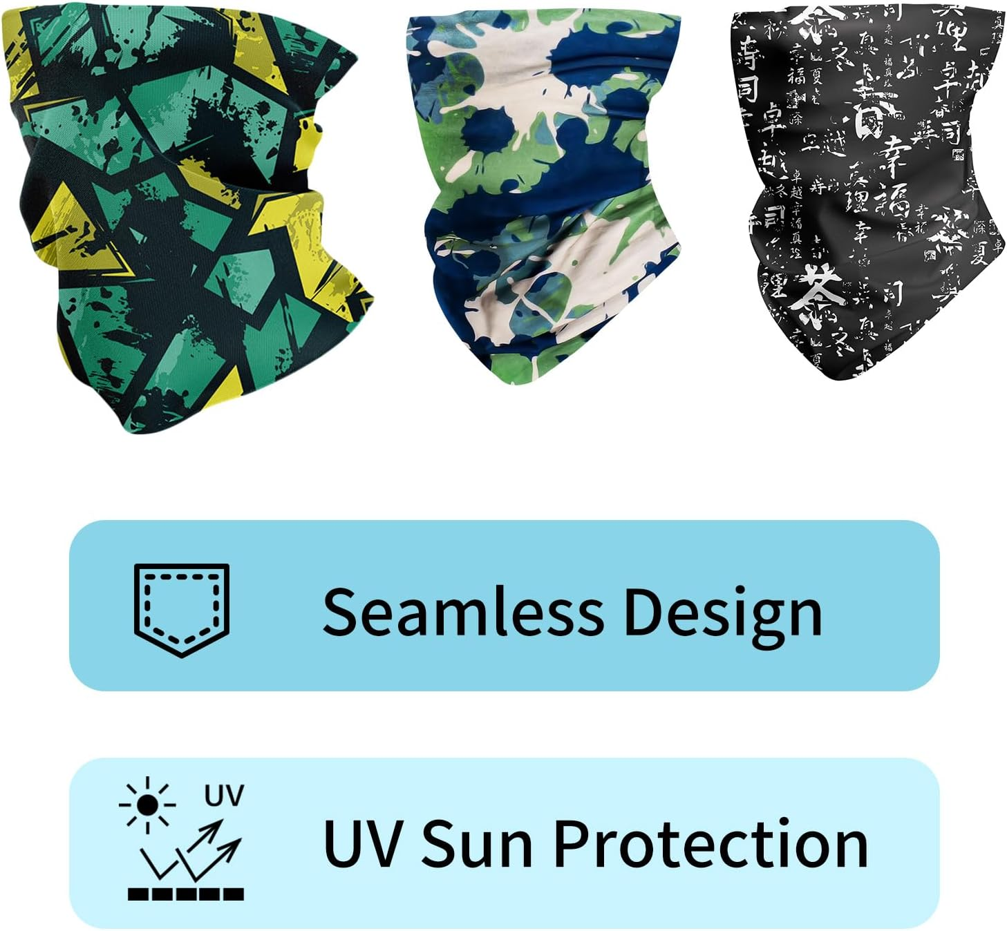 3 Pcs Neck Gaiter Shield Scarf Elastic Balaclava Headbands Headwear UV Sun Protection Outdoors Face Mask image number 2