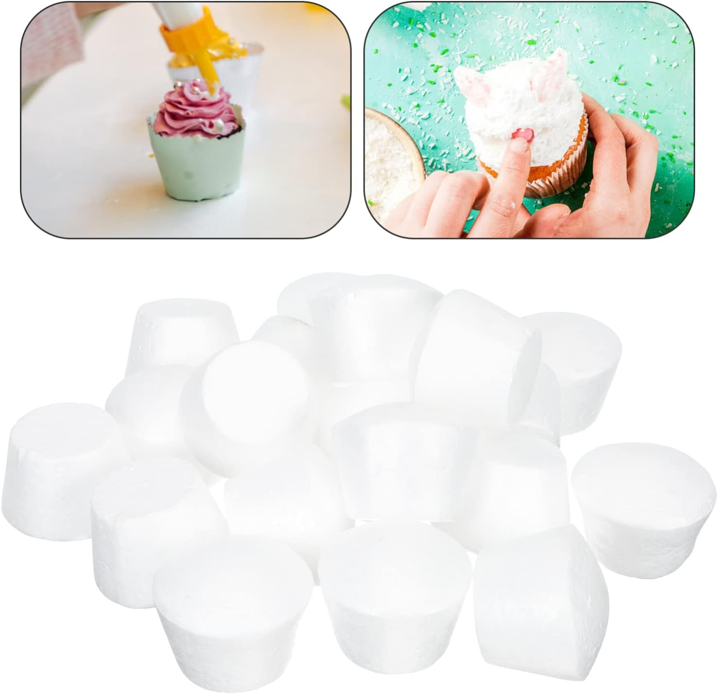 STOBOK 20Pcs Foam Cupcake Fake Cupcakes Foam Cake Model Fake Cake Muffin Cupcake Decorating Practice Models for Wedding Display Window Decorating image number 4