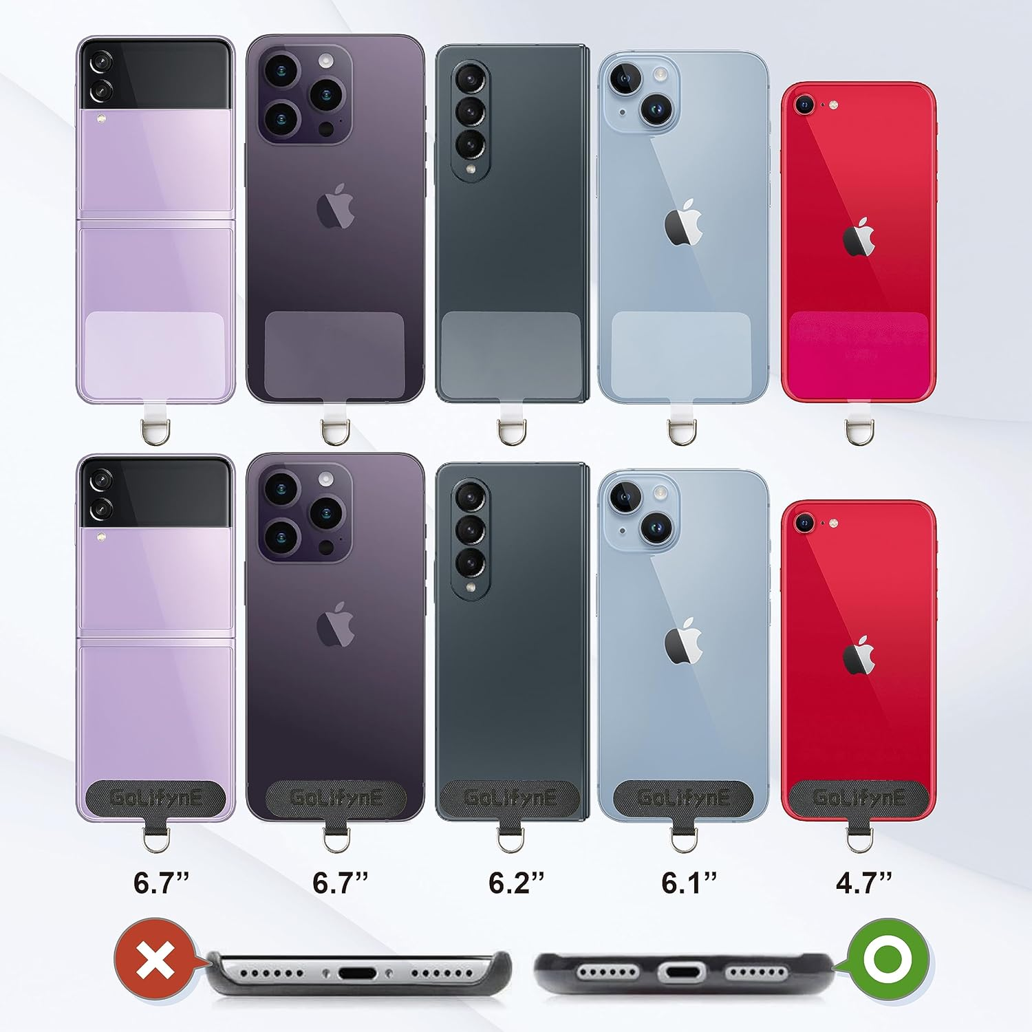 Universal Mobile Phone Lanyard &ndash; Anti-Theft Crossbody Strap with Adjustable Neck Holder & 2 Tether Tabs, Fits Iphone 16 Pro Max & Most Smartphones, Apricot/Gold - Black-Gold/Gold image number 4