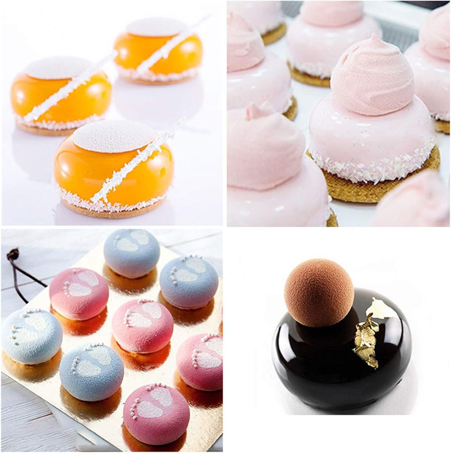 Silicone Cake Mold for Baking，8 Holes 3D Stone round Shape Silicone Mousse Cake Pop Form,Non-Stick Candy Chocolate Jelly Baking Mould Tray,Pastry Cheesecake Pudding Bread Decorating Tool for Homemade image number 3