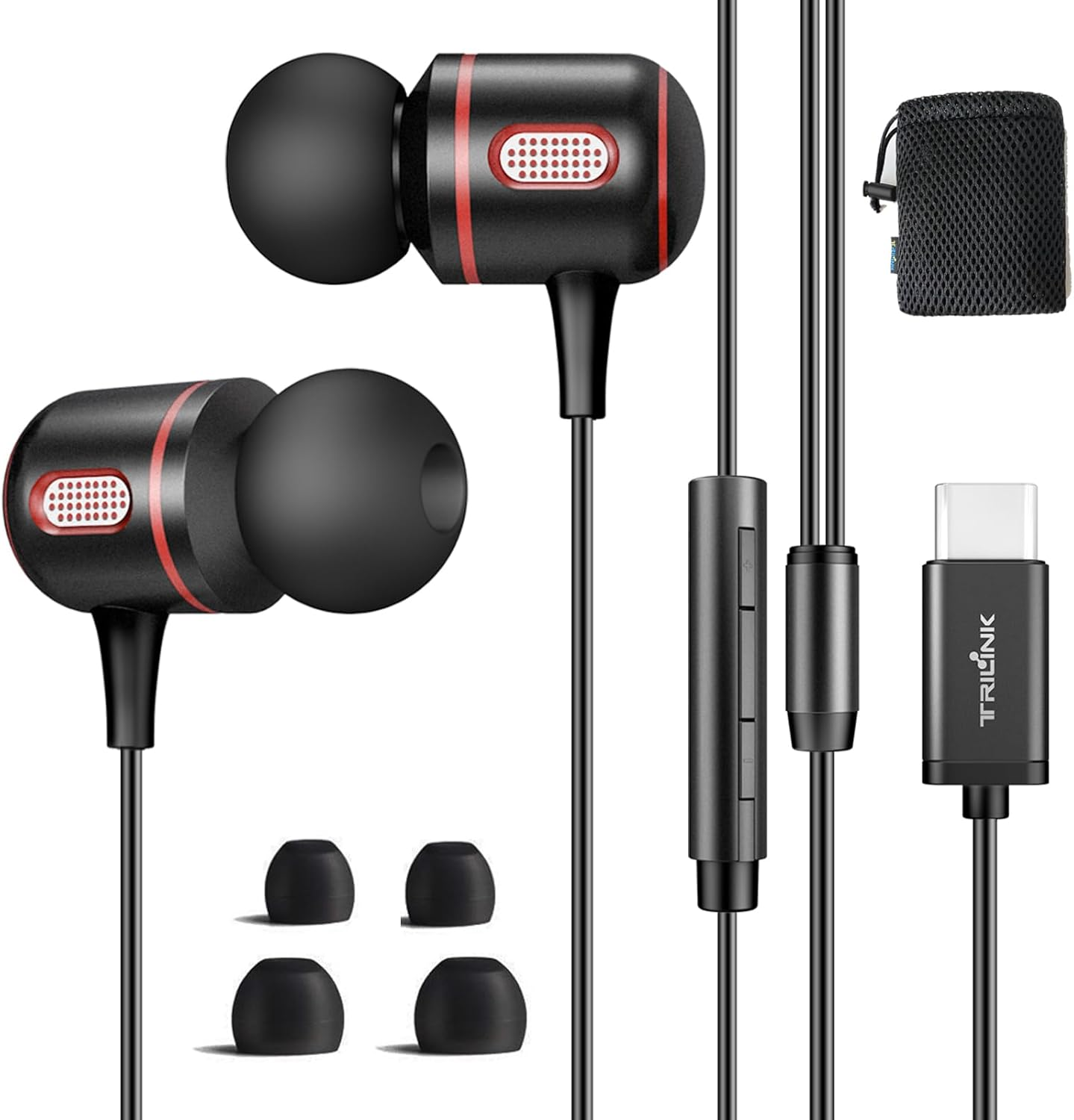 USB C Headphones Wired, In-Ear Type C Earbuds, Earphones with Microphone Volume Control Compatible with Iphone 15/16 Pro Max, Ipad Pro, Samsung Galaxy S25, Google Pixel 9/9 Pro, Huawei, Sony image number 4