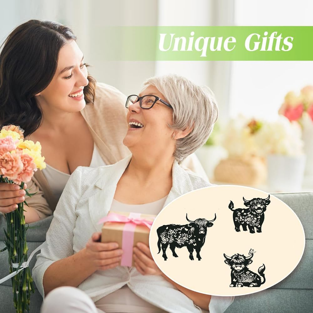 3PCS Outdoor Black Highland Cow Metal Silhouette Statues Garden Decor Sets, Outdoor Decor, Yard Art, Patio, Lawn Ornaments,Funny Outdoor Decor for Garden, Gifts for Women Men Highland Cow Lovers image number 1