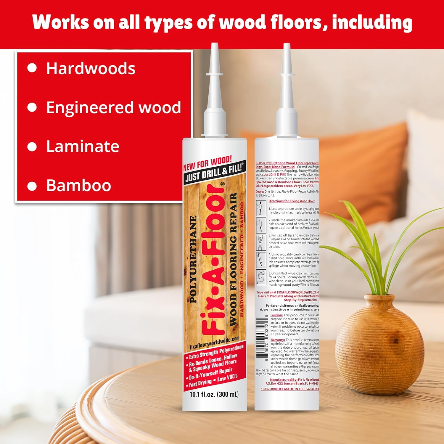 Fix-A-Floor Polyurethane for Loose, Squeaky Wood Flooring Repair image number 2