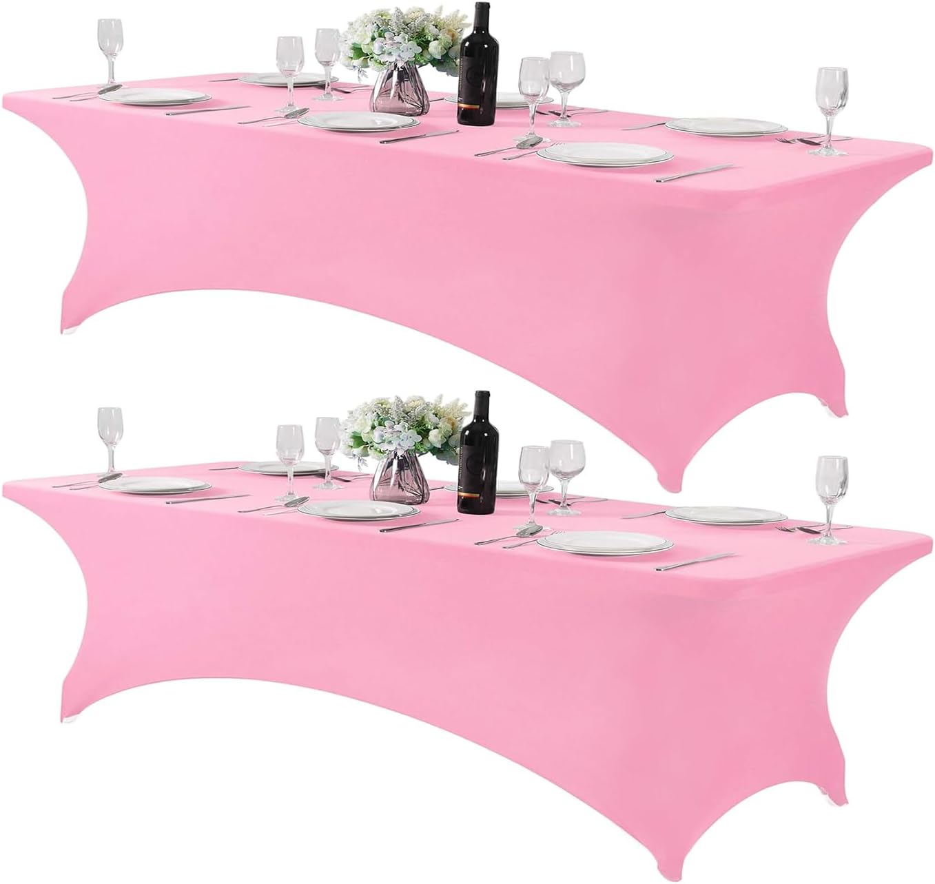 6Ft Stretch Spandex Table Cloth for Standard Folding Tables - Universal Rectangular Fitted Tablecloth Protector for Wedding image number 5