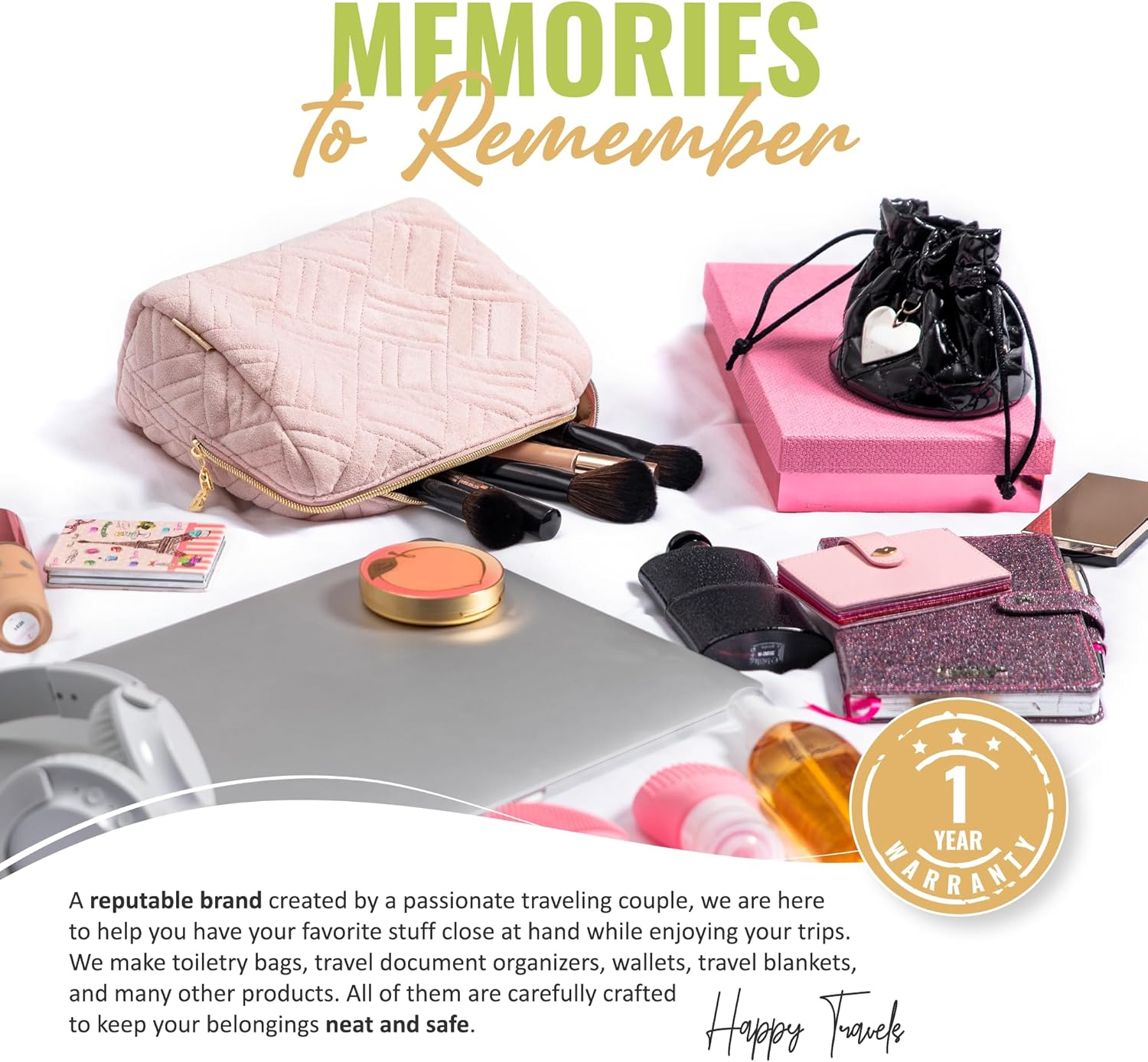 BOACAY Large Makeup Bag, Travel Cosmetic Pouch for Women, Girls & Kids, Zipper Toiletry Organizer for Purse, Kit Case for Accessories, Brushes image number 5