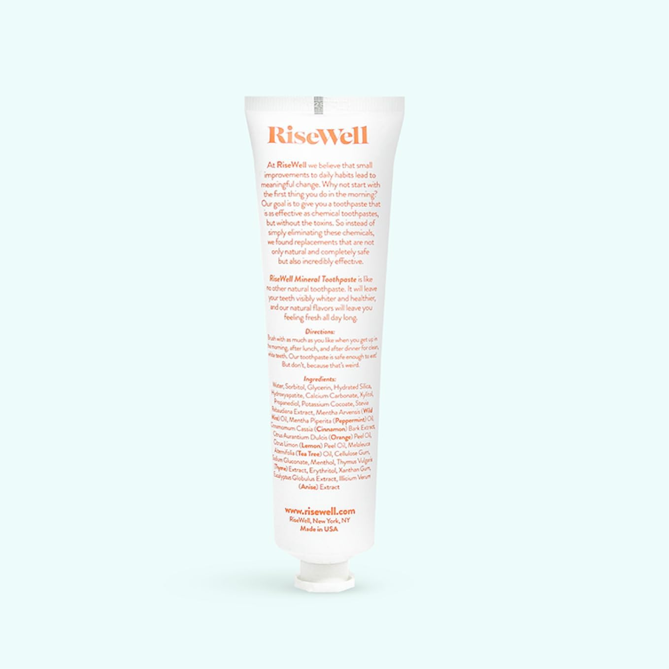 Risewell Mineral Toothpaste - Natural Hydroxyapatite, Fluoride-Free, Whitening, Sls-Free, Remineralizing for Sensitive Teeth - Dentist Formulated - Wild Mint, 114G image number 3