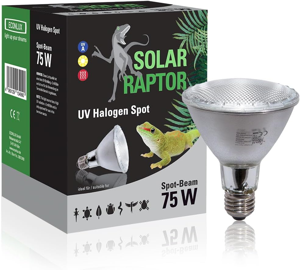 UV Halogen Spot 75 Watt, Reptile Heat Lamp, Terrarium Lamp with Daylight Spectrum image number 2