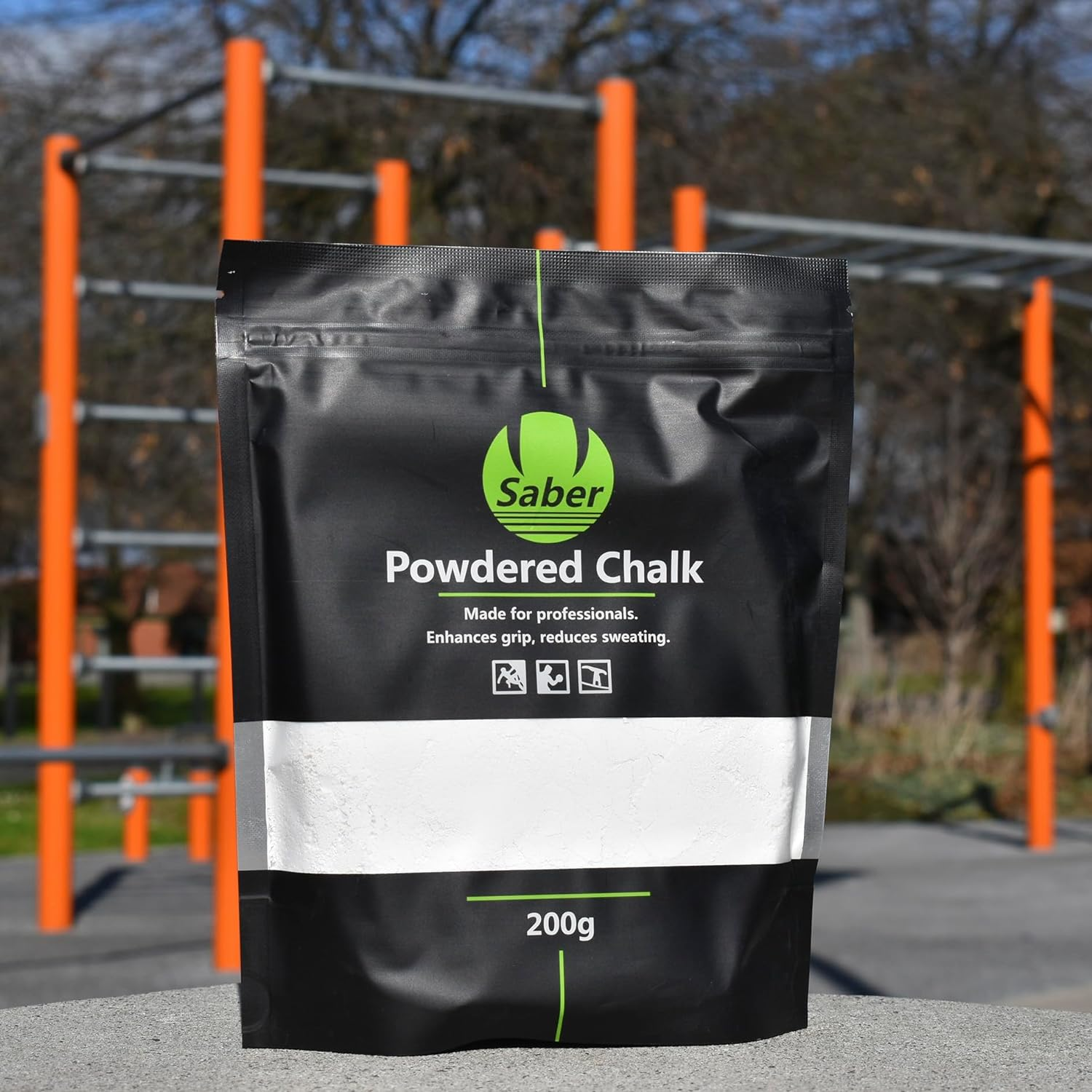 Saber Powdered Chalk 200G | Sports Chalk | Enhance Hand Grip & Hold | Sweat Free | Rock Climbing, Gymnastics, Weightlifting, Bouldering, Pole Dancing, Calisthenics and More