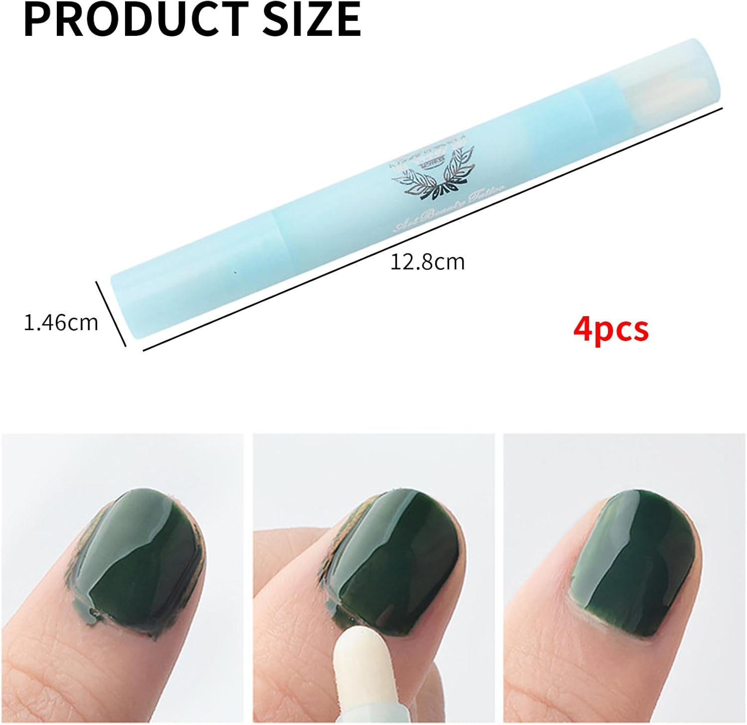 4Pcs Nail Polish Cleaning Pens，Quick-Clean, Efficient Remover ，Edge Corrector for Salon & Home