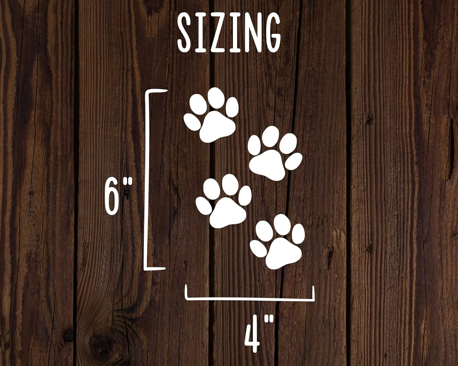 Paw Prints Decal - Dog & Cat Paw Stickers | Bumper & Window Decals | 4" X 6" White Size | Made in USA image number 2