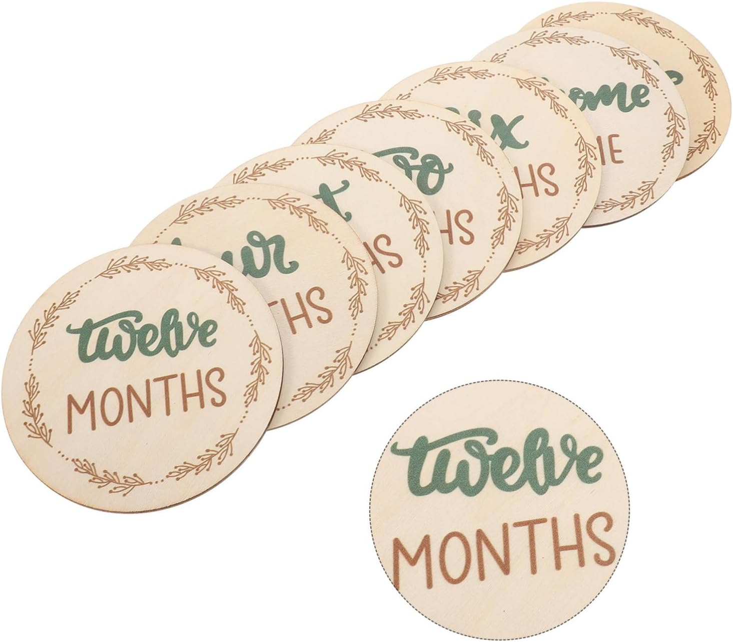 SEWOART Monthly Milestone Wooden Cards Photo Prop Newborn Months Signs Growth Milestone Blocks image number 4