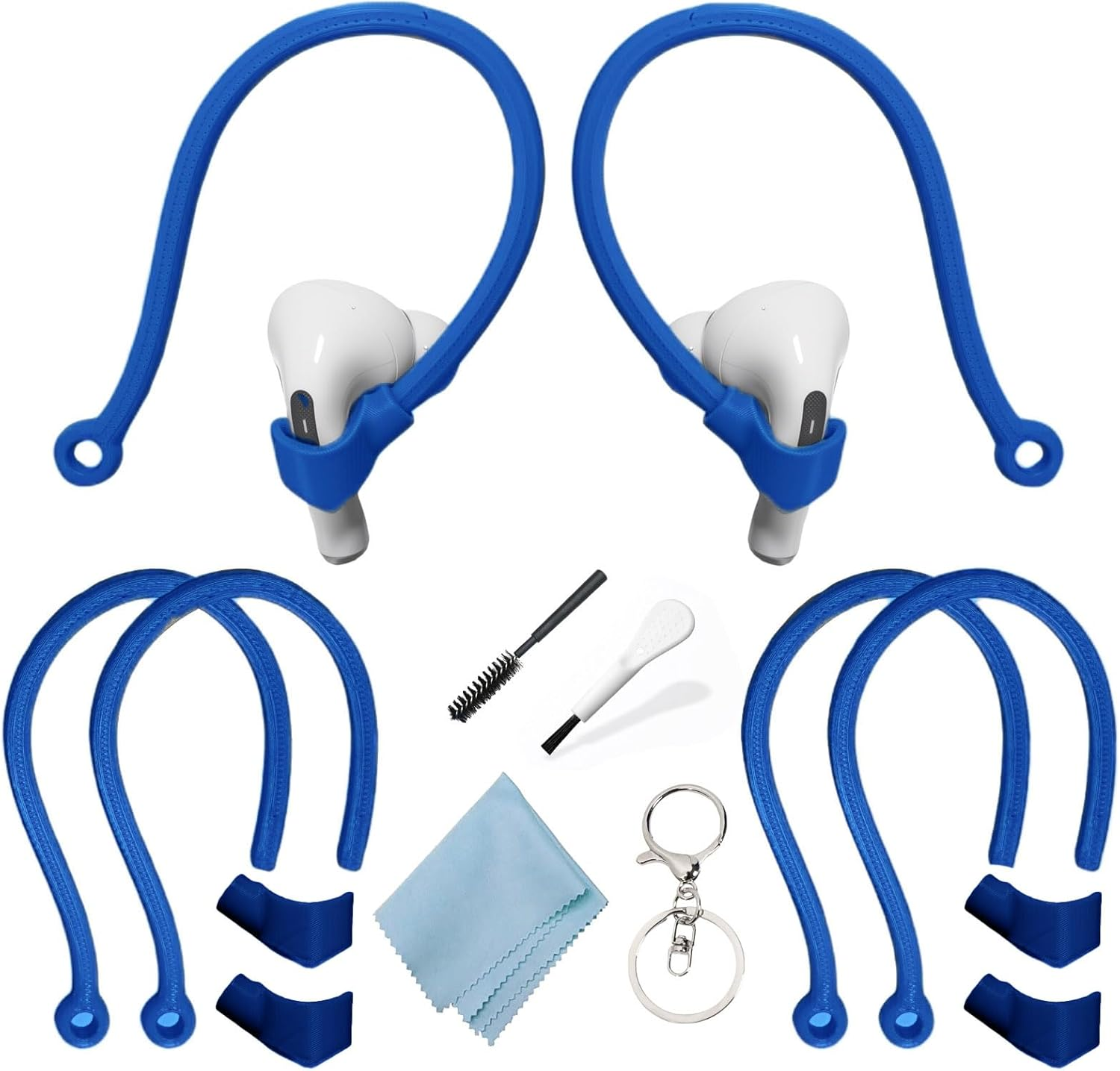 Adjustable Ear Hooks Compatible with Airpods 4, 3, 1, 2 and Pro & All In-Ear Headphones with Stems - 2 Pairs Secure & Comfortable Prevent Falls Ear Holders for Headphones - Easy to Install (White)