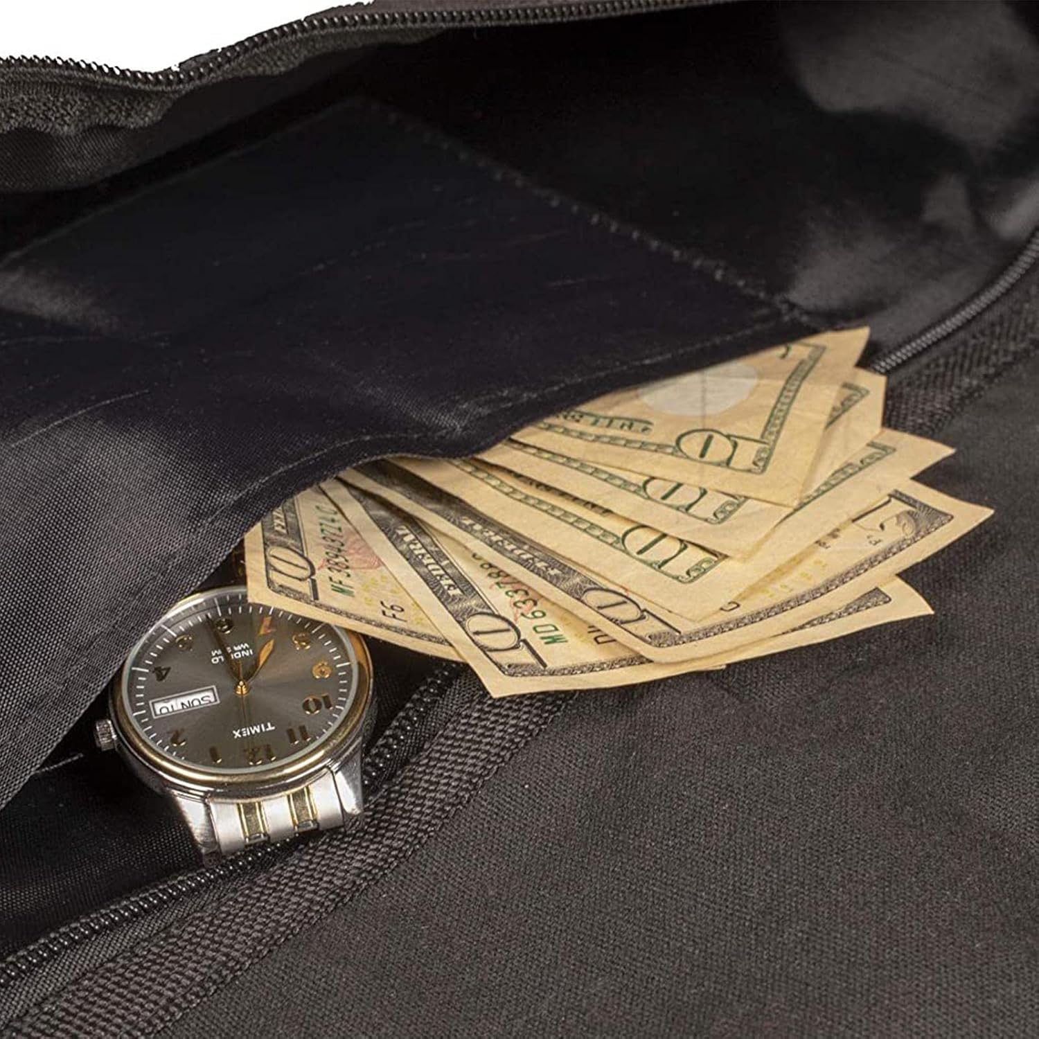 Coehaopike Hanger Diversion Safe - Water-Resistant Hidden Pocket Safe, Hides under Hanging Clothes | Diversion Hanger Fireproof Safe with Pocket to Hide Valuables for Home or Travel, Black, 44.5X32Cm image number 2