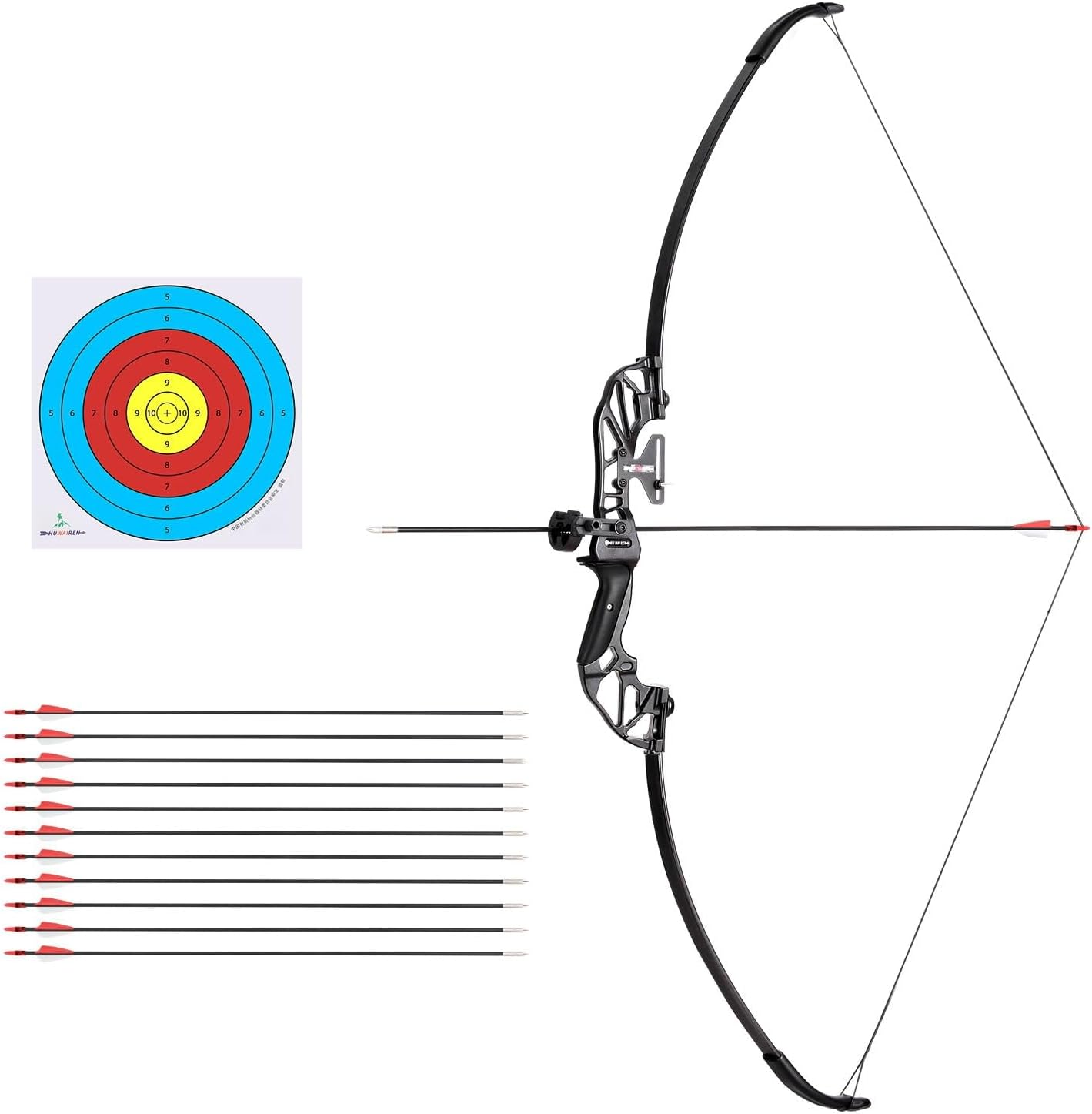 Everfit 55Lbs Bow Arrow Set Recurve Takedown Archery Hunting for Beginner Red image number 1