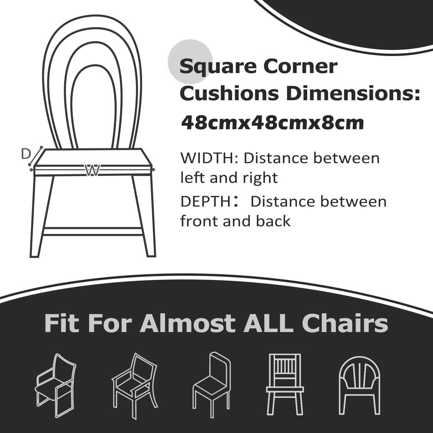 2 Set Patio Chair Cushion 48Cmx48Cm Waterproof Outdoor Seat Cushions for Patio Furniture 3-Year Color Fastness Garden Sofa Couch Chair Pads with Handle and Adjustable Straps(Light Gray) - Light Gray image number 4