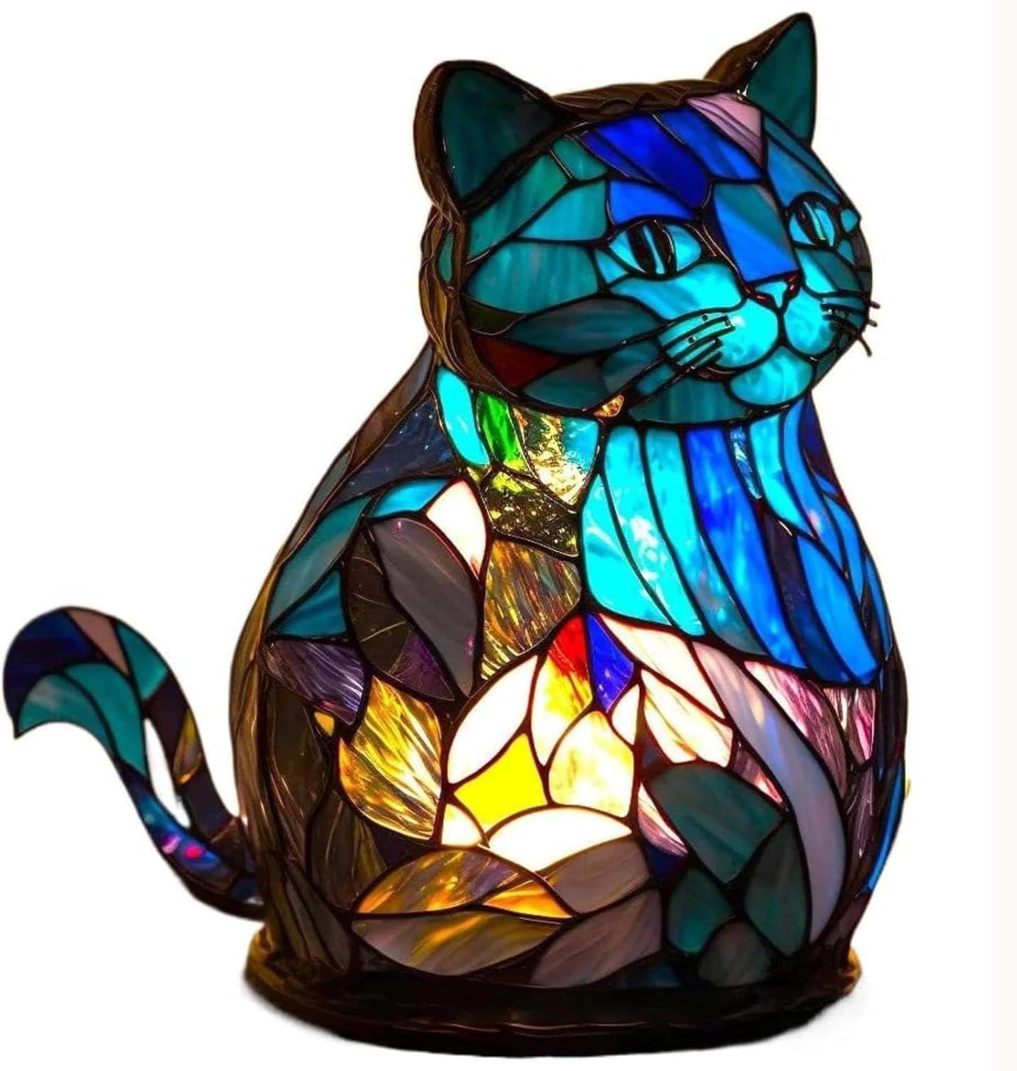 Retro Cat Stained Resin Table Lamp Animal Series Vintage Style Bedside Light Unique Design for Home D Cor Living Room Bedroom image number 3