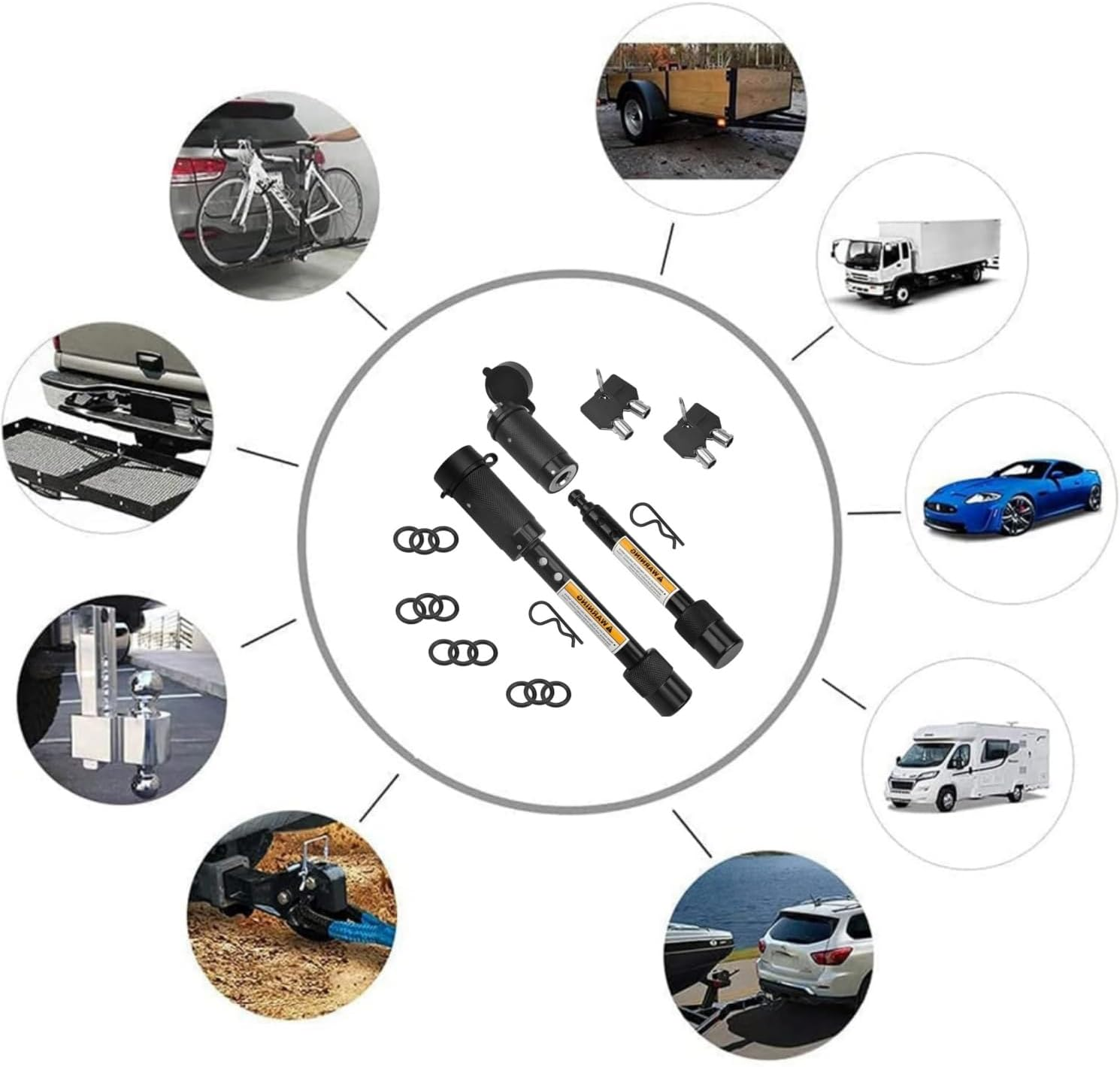 Heavy Duty Trailer Hitch Lock, 5/8" Diameter Lock Pin, Suitable for Class III/IV 2 "And 2.5" Interfaces, Compatible with Truck, Trailer and Bicycle Frames (2 Pack) image number 2