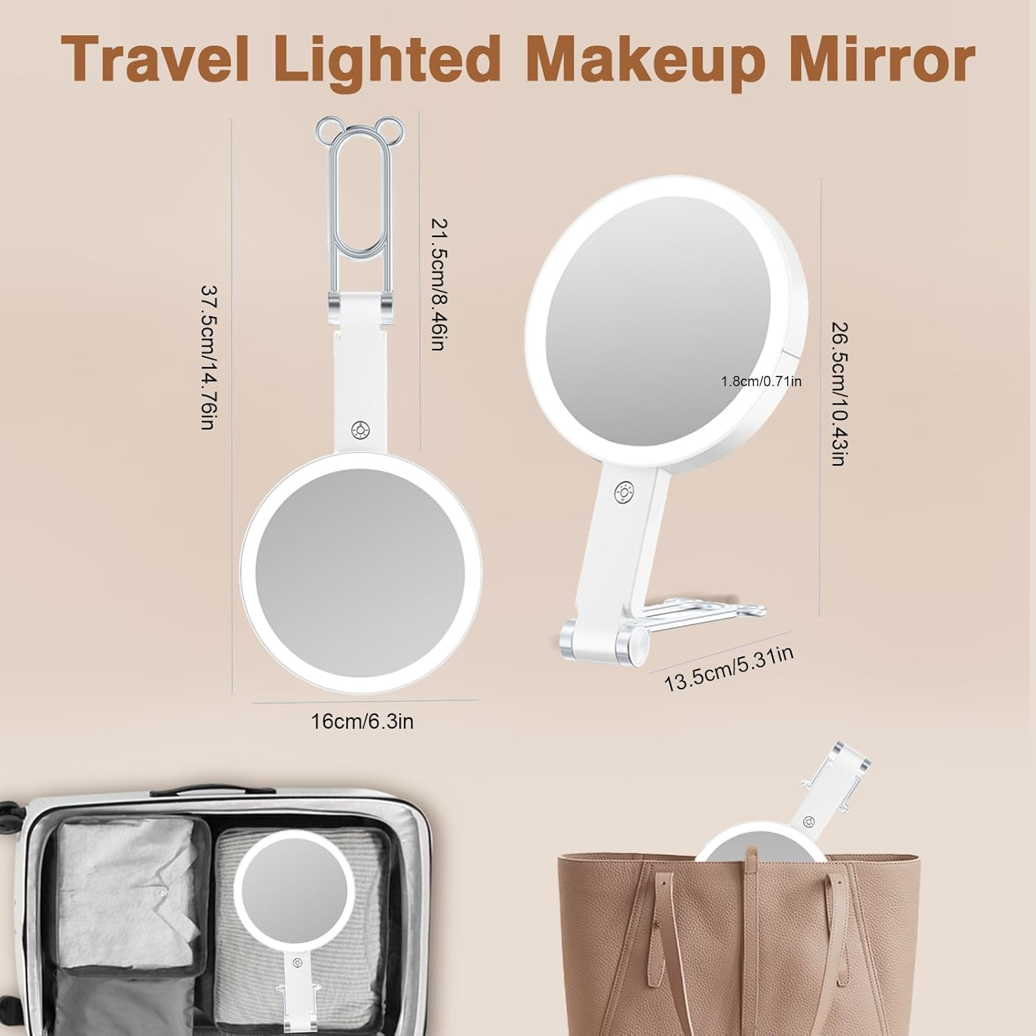 UOEPOWA 20X Magnifying Makeup Mirror, Mirror with 3 Modes Light and Adjustable Brightness, Hanging and Handheld Mirror, Portable Travel Makeup Mirror, 1X20X Double Sided Vanity Mirrors for Women image number 6