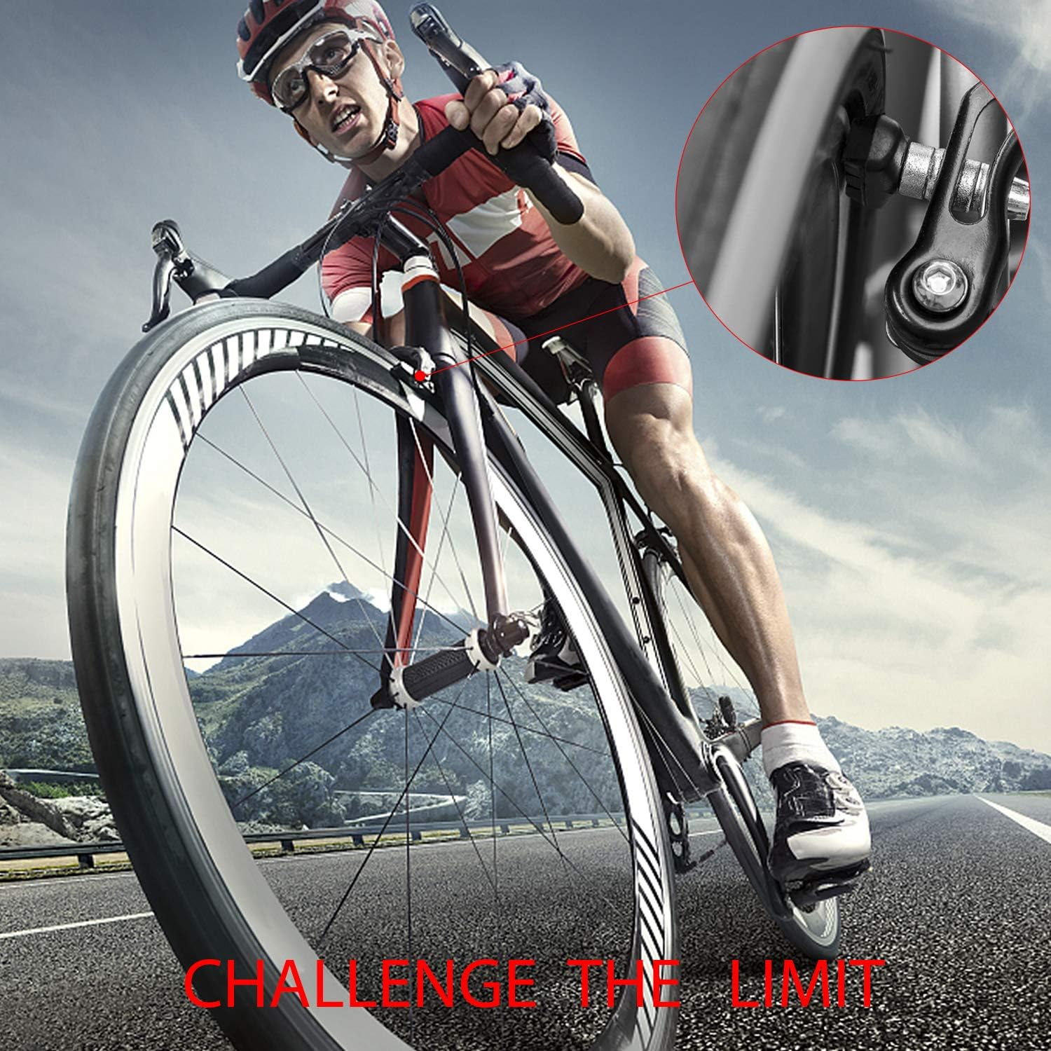 Bike Brake Pads Brake Kit Brake Shoes Pads Cable Guide Protector 8 in One 70Mm Bicycle V-Brake Pad Set Work with All Shimano Sram MTB V-Brake System 2Pairs(4Pcs) - Black image number 6