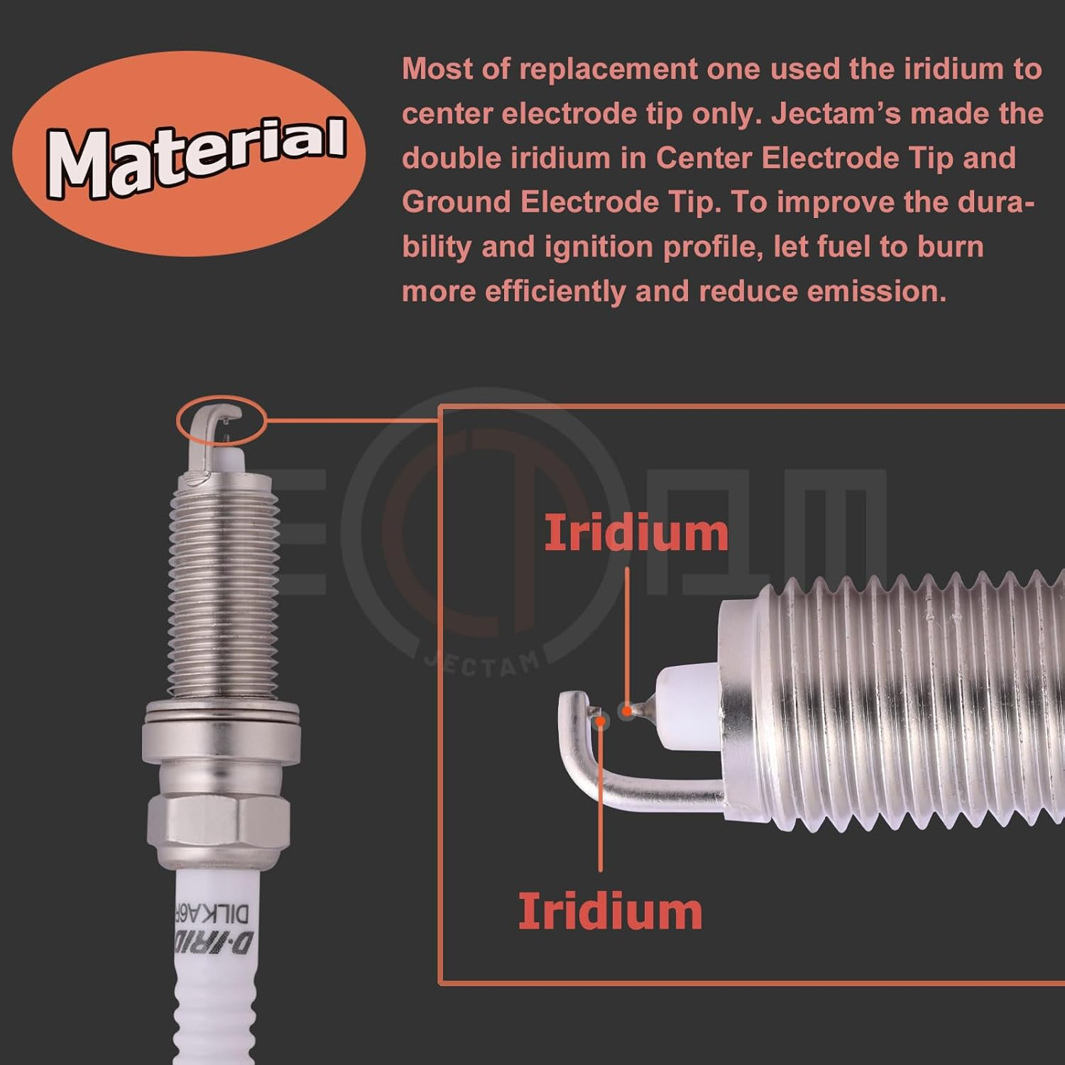 Jectam Iridium Spark Plug 4 PCS 22401-JD01B FXE20HR11 Compatible with 2007-2012 Altima 2007-2016 Cube Micra Nv200 Rogue Sentra Versa image number 4