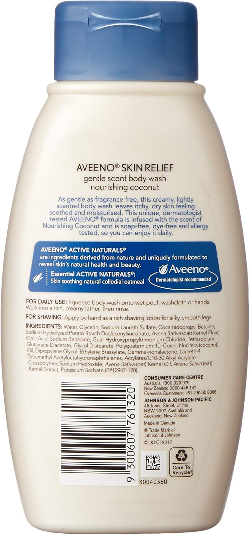 Aveeno Skin Relief Gentle Scent Coconut Nourishing Body Wash 354 Ml image number 1