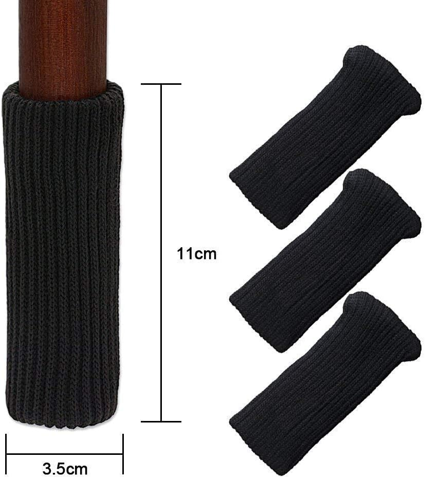 (Black) - TEKEFT 20PCS Chair Socks, Furniture Leg Feet Wood Floor Protectors Set, Cross Knitted, Black - Black image number 5