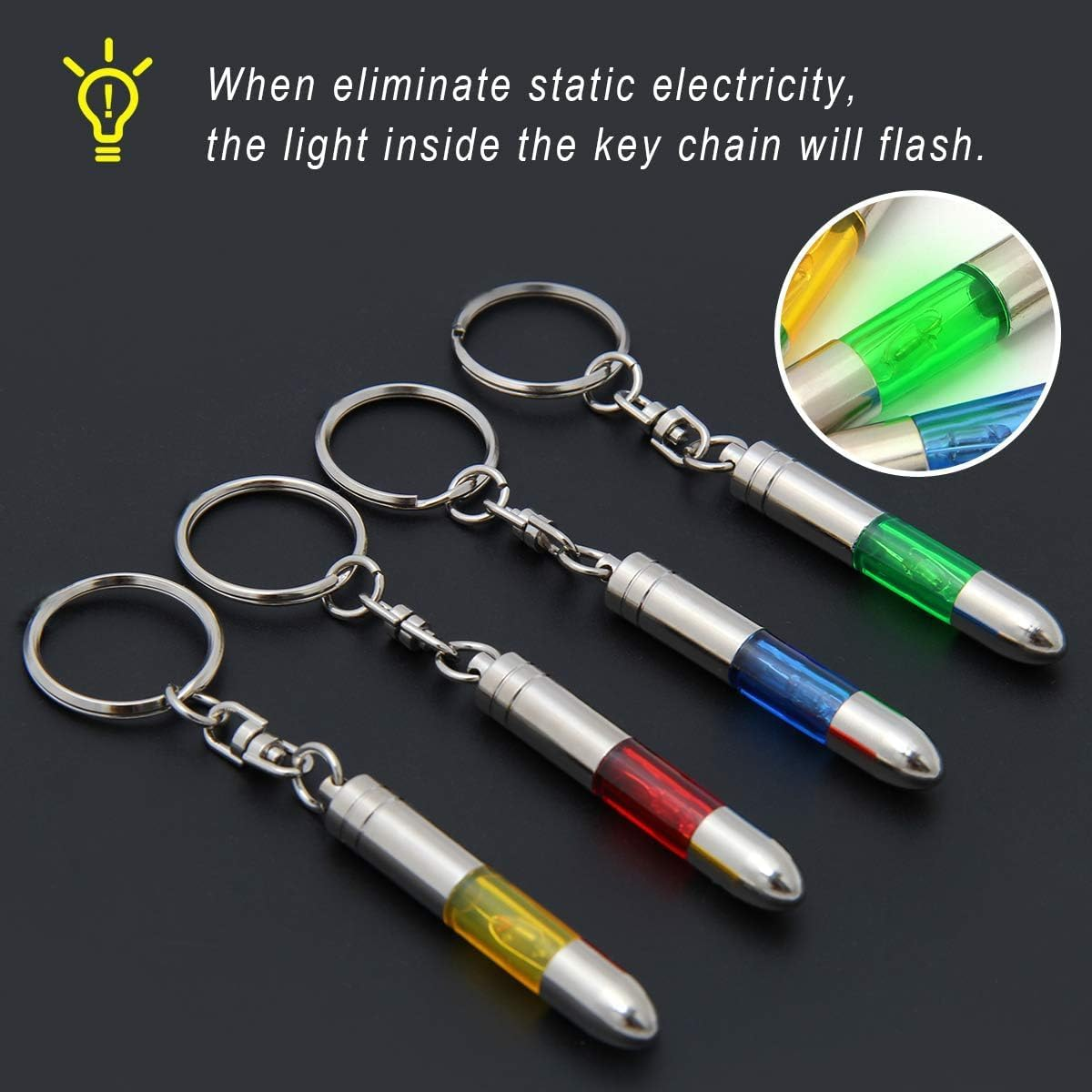Coitak 4-Piece Static Electricity Remover Keychain - Human & Car Static Eliminator, Multi image number 6