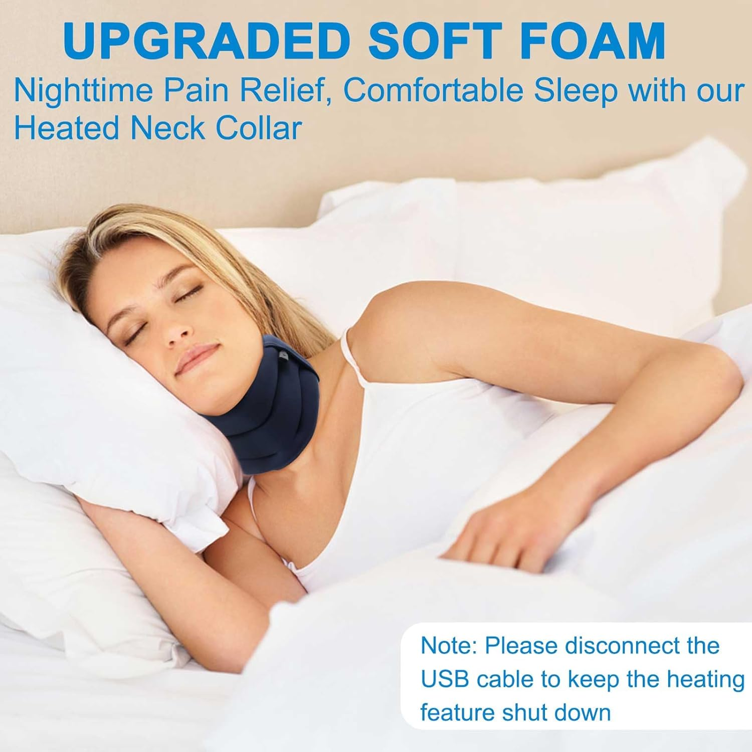 HONGJING Heating Neck Brace for Neck Support and Pain Relief, Soft Foam Cervical Collar with Heat for Wrap Align Stabilize Vertebrae