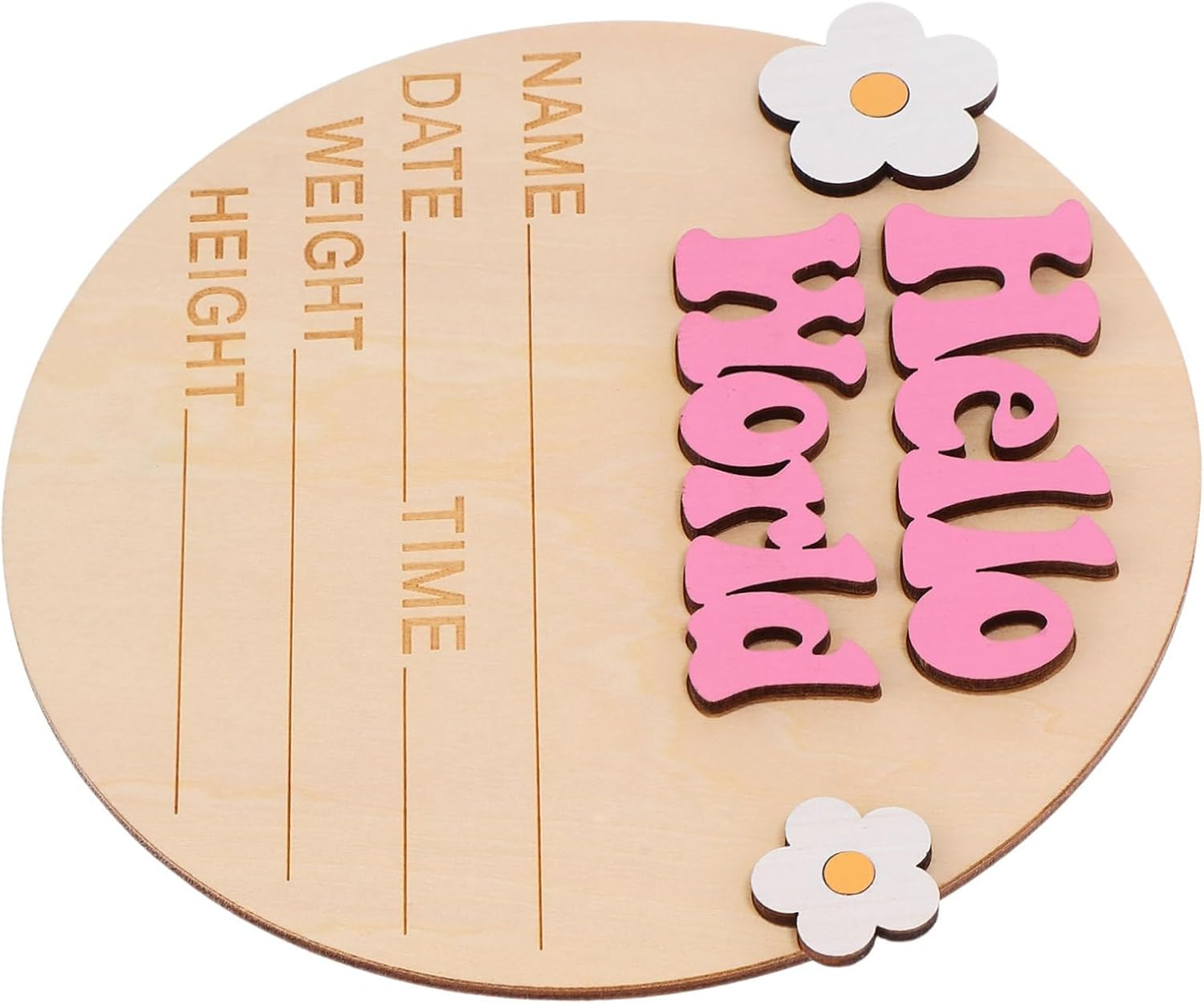 Birth Announcement Sign Newborn Name Photo Prop Nursery Milestone Plaque Pink Newborn Welcome Celebration image number 2