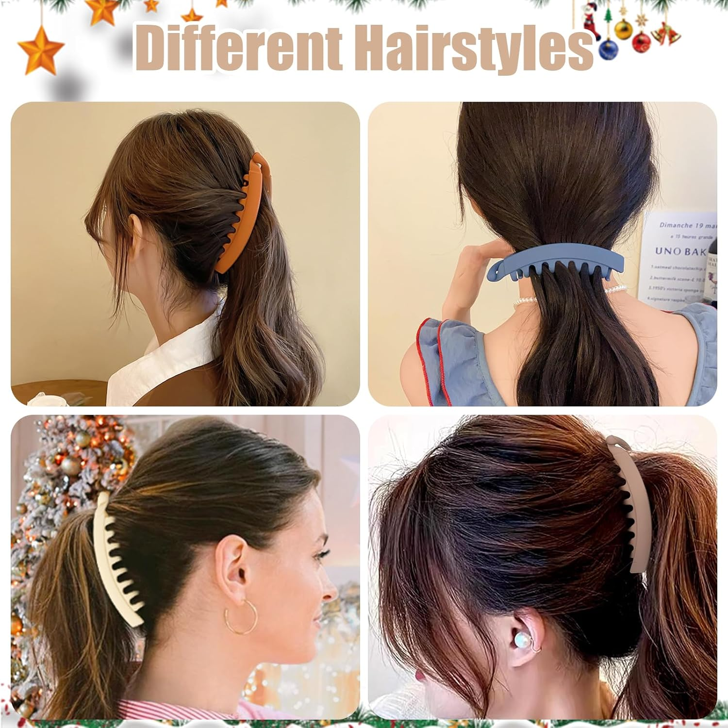 Pack of 12 Banana Clip Hair, Banana Clip Thick Hair, Banana Hair Clips Ladies, Vintage Banana Hair Clips Ponytail, Hair Clips for Women and Girls, Bananas (12 Colours) image number 4