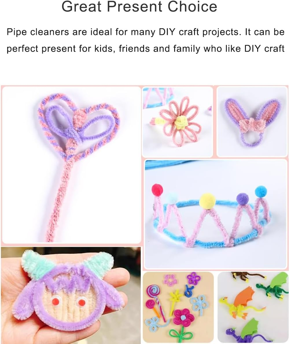 Green Pipe Cleaners, 100 Pieces Chenille Stems Craft, 12 Inch Long Fluffy Pipe Cleaners for Creative DIY Art Craft Projects, Home Decoration Supplies (6 Mm X 30 Cm, Green Series-4 Colors) - Blue Serie-200Pcs image number 6