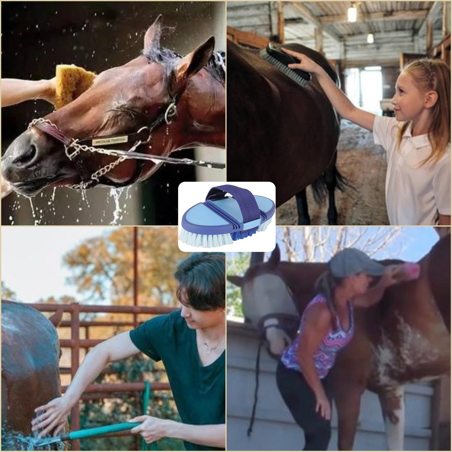 Taicols Horse Brush, 1 Pcs Horse Hair Brush, Horse Grooming Brush, Bendable Brush, Flexible and Bendable Brush, Soft Horse Cleaning Brush, Horse Grooming Tool for Horses, Horse Hair Cleaning Brush (Blue) - Purple image number 2