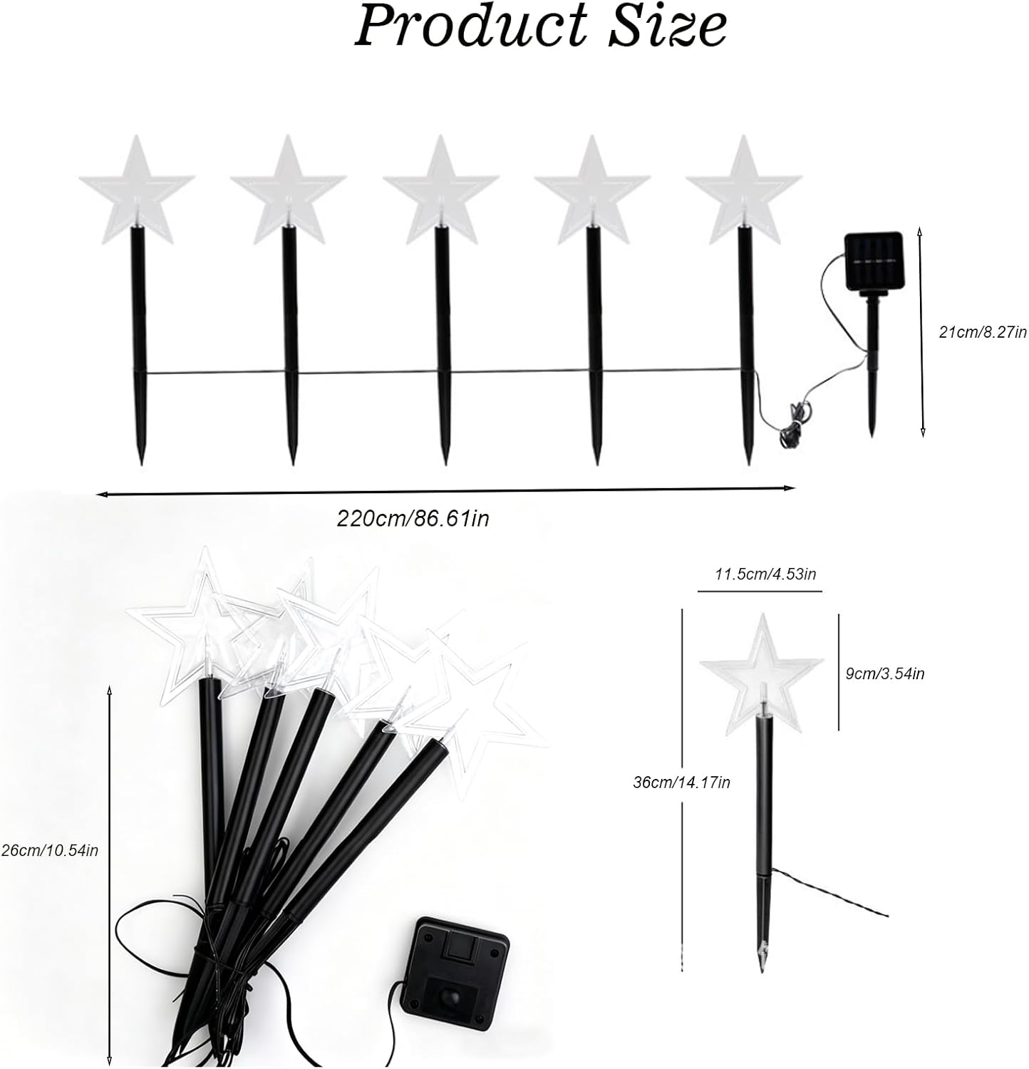 Quintrost Solar Christmas Lighting Star for Outdoors, Pack of 5 Christmas Stars Garden Lights, IP65 Waterproof Solar Lights, Christmas Decoration for Garden, Patio, Walkway, Yard, Lawn, Warm White image number 6