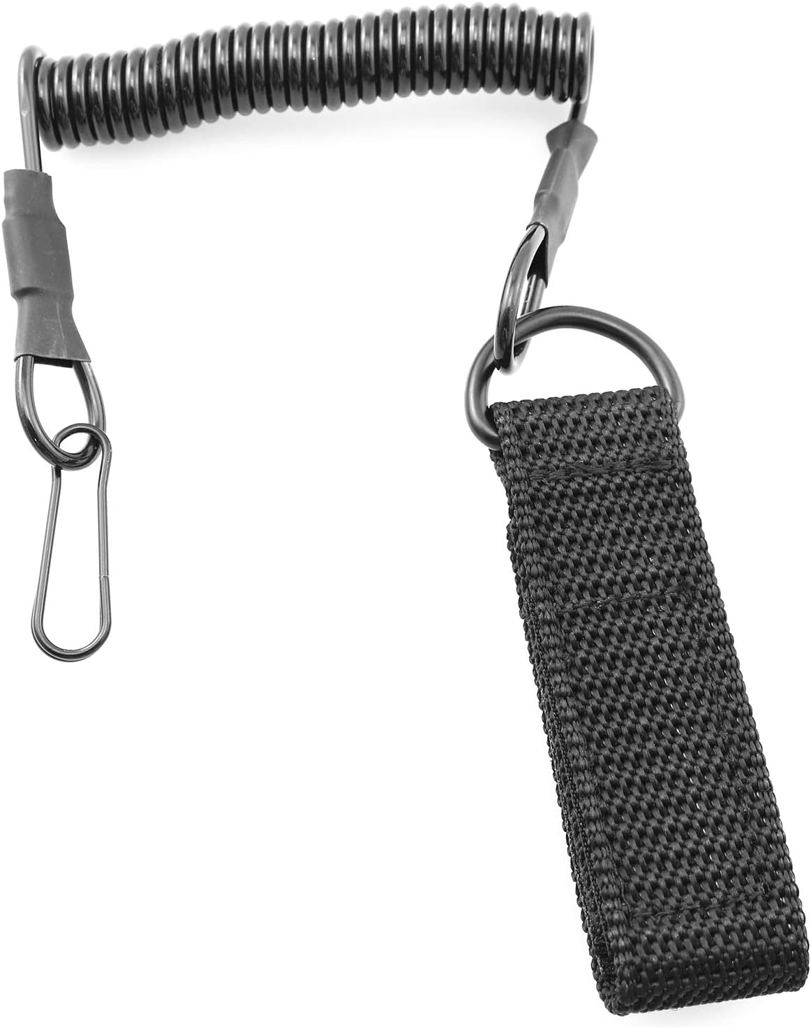 TAODAN Tactical Anti-Lost Elastic Lanyard Black Spiral Cable Coil Style Secure Spring Lanyard, Safety Strap Rope for Key Ring Chain Flashlight Hunting Accessories, Military Spring Rope, Black image number 2