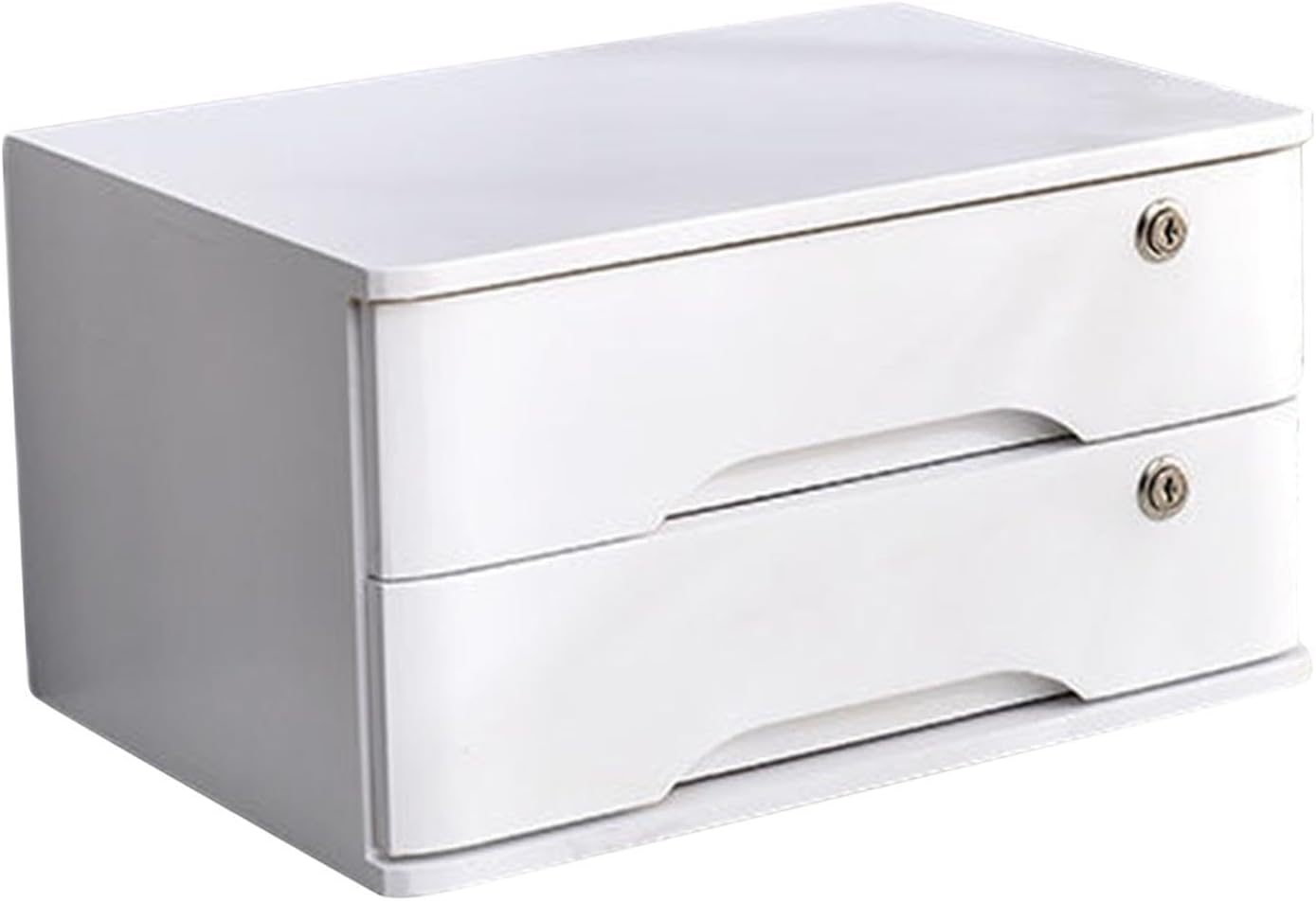 Weilaikeqi Wood Desktop Storage Box with Lock Wooden Tabletop Cabinet Storage Drawer for Counter, Wooden White