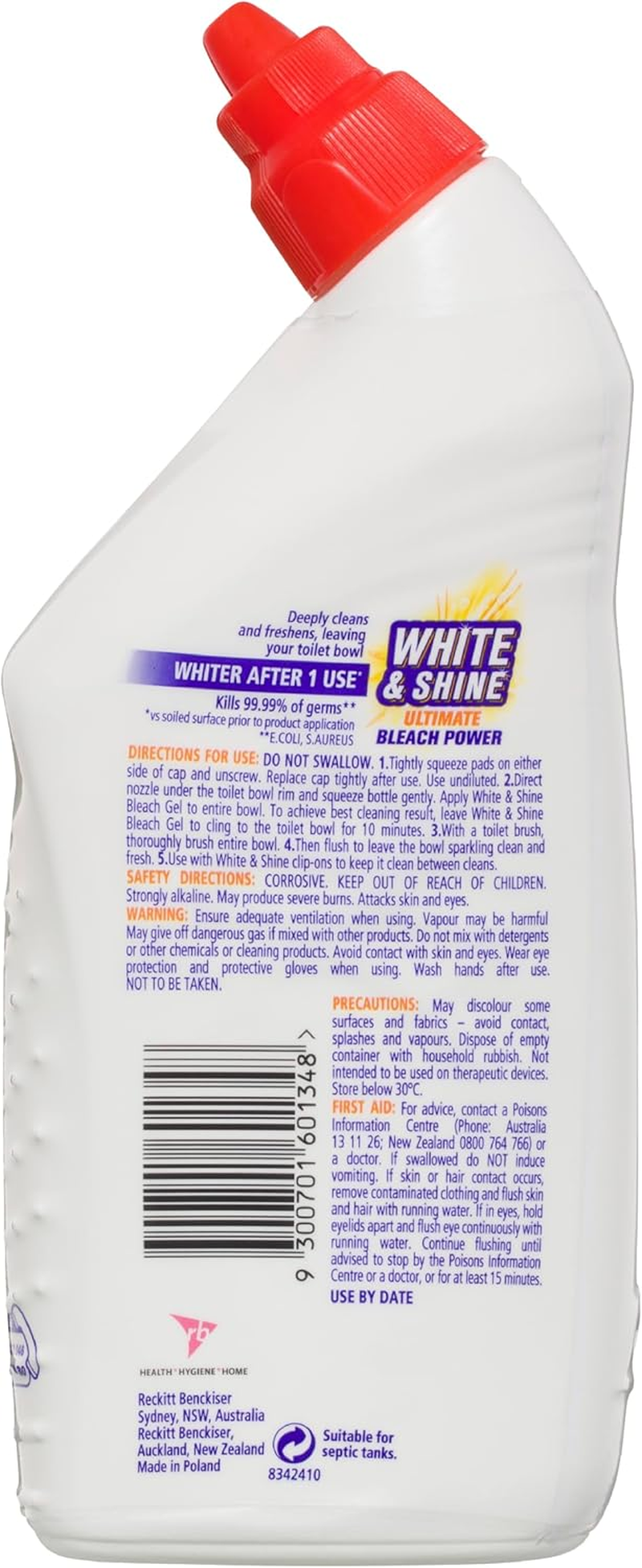 Harpic White and Shine Citrus Ultimate Bleach Power Toilet Cleaner Liquid 450 Ml image number 3