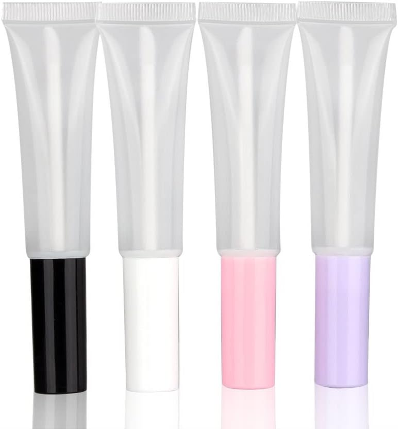 COSIDEA 50 Pack Empty Black 15Ml Squeeze Lip Gloss Tubes with Wand 0.5Oz Soft Lipgloss Container Chapstick Containers Empty Tube - Purple image number 7
